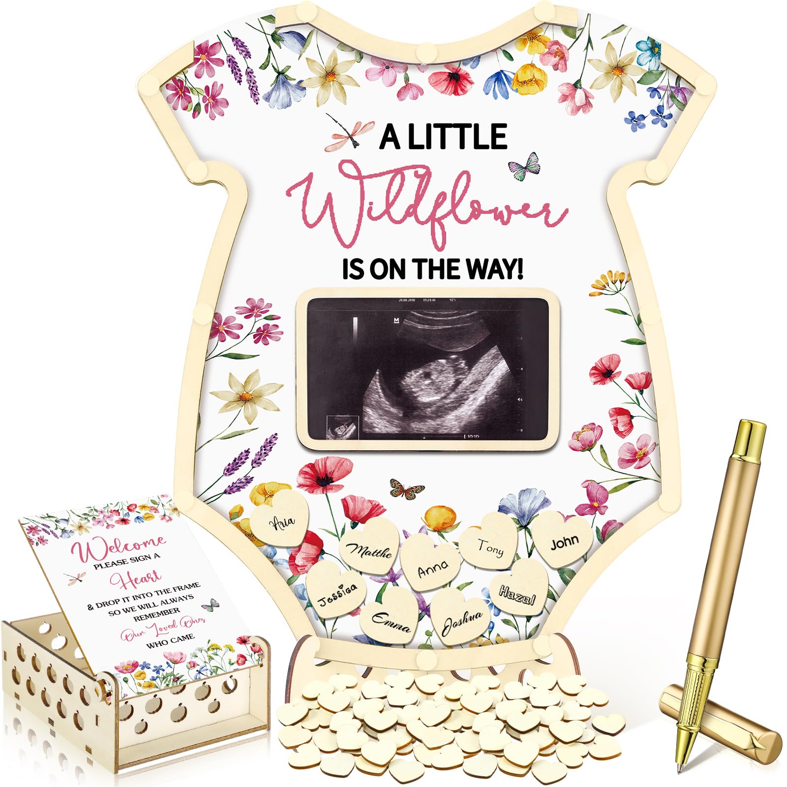 Wenqik 63 Pcs Wildflower Baby Shower Guest Book,Multicolored