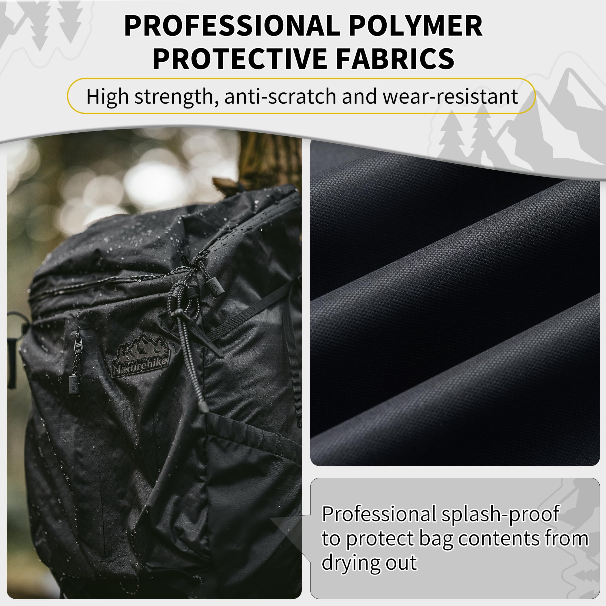 Naturehike Lekki plecak turystyczny 25/35 l, wielofunkcyjny, regulowany pasek na klatkę piersiową, wiele przegródek, trwały plecak podróżny dla mężczyzn i kobiet, Czarny