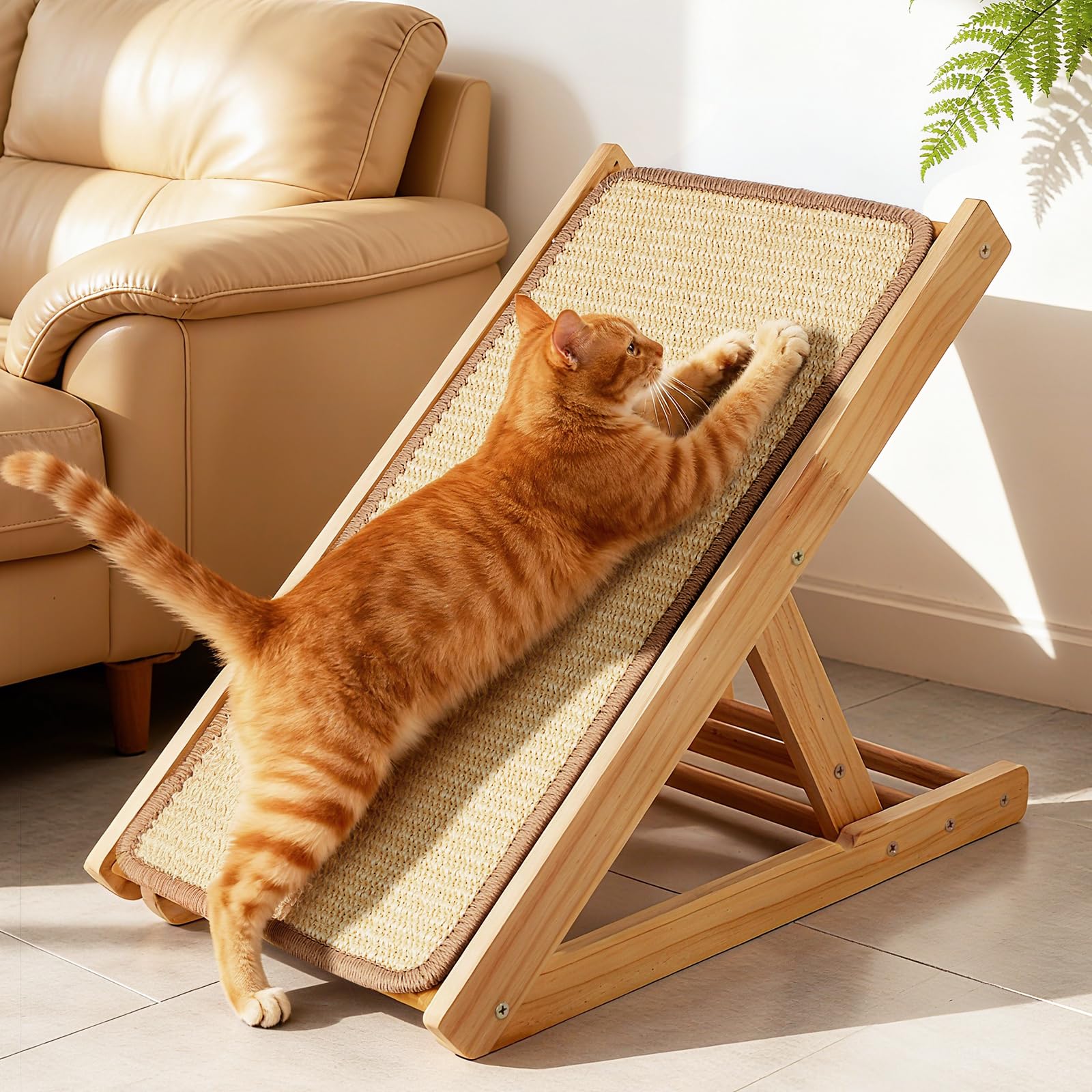 Kratzbrett Katze – Verstellbares & faltbares Kratzmöbel, 50x28,5cm aus stabilem Holz – Kratzzeug zum Schutz von Möbeln