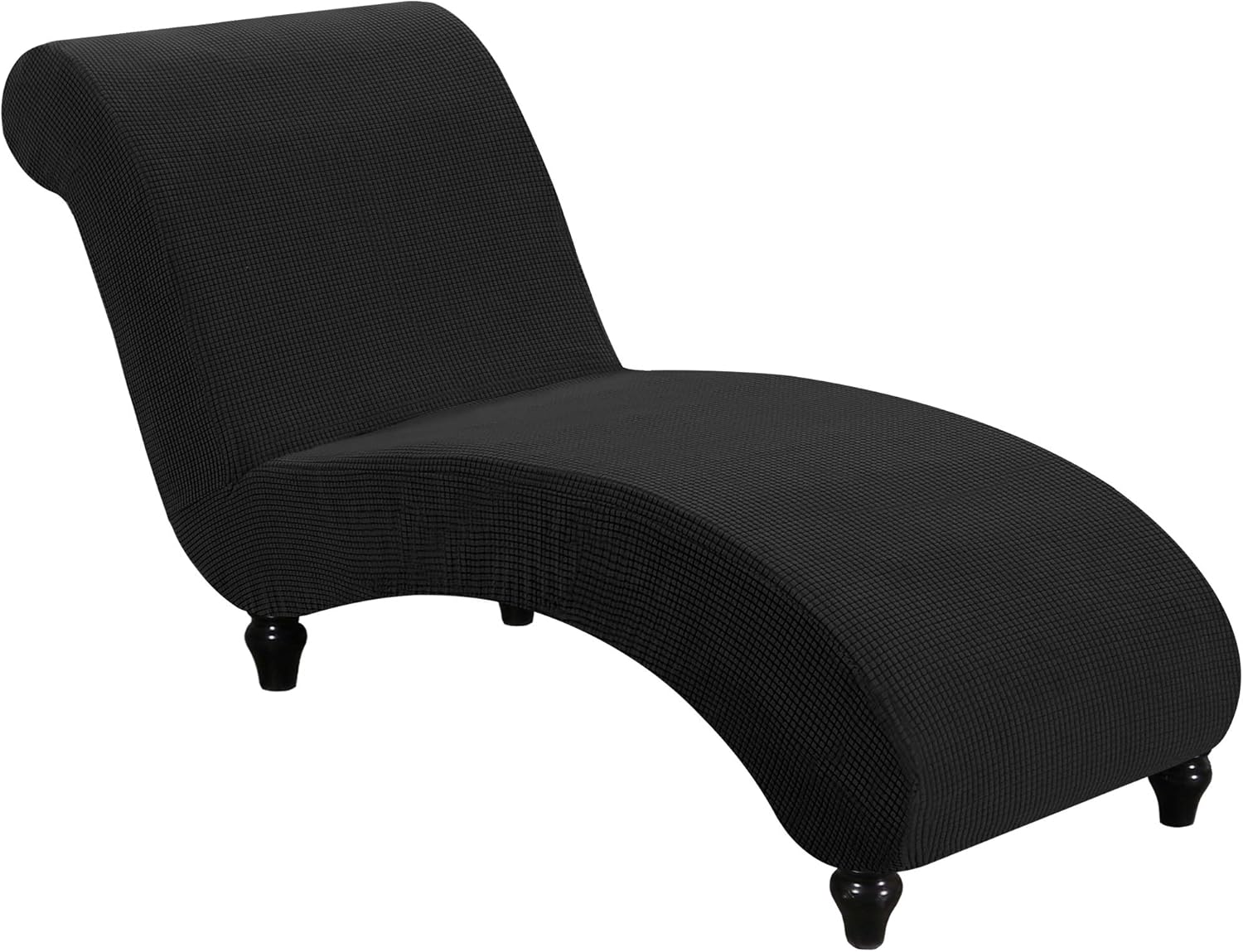 FantasDecor Chaise Lounge Cover Stretch Armless Chair Slipcover for Living Room Indoor Bedroom Soft Jacquard Fabric Machine Washable, Black No Armrests Black