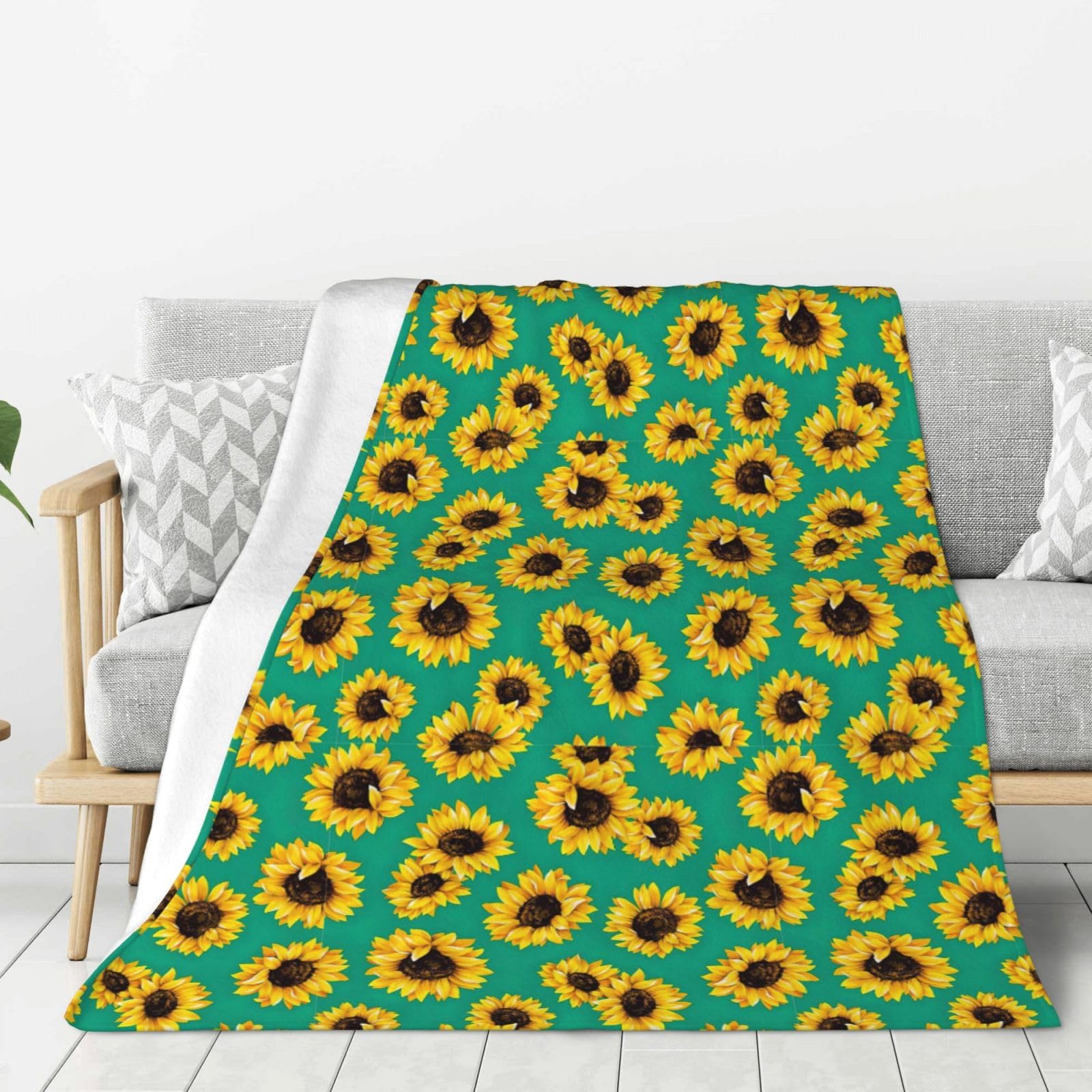 Couverture flanelle tournesols pour camping et nuits fraîches