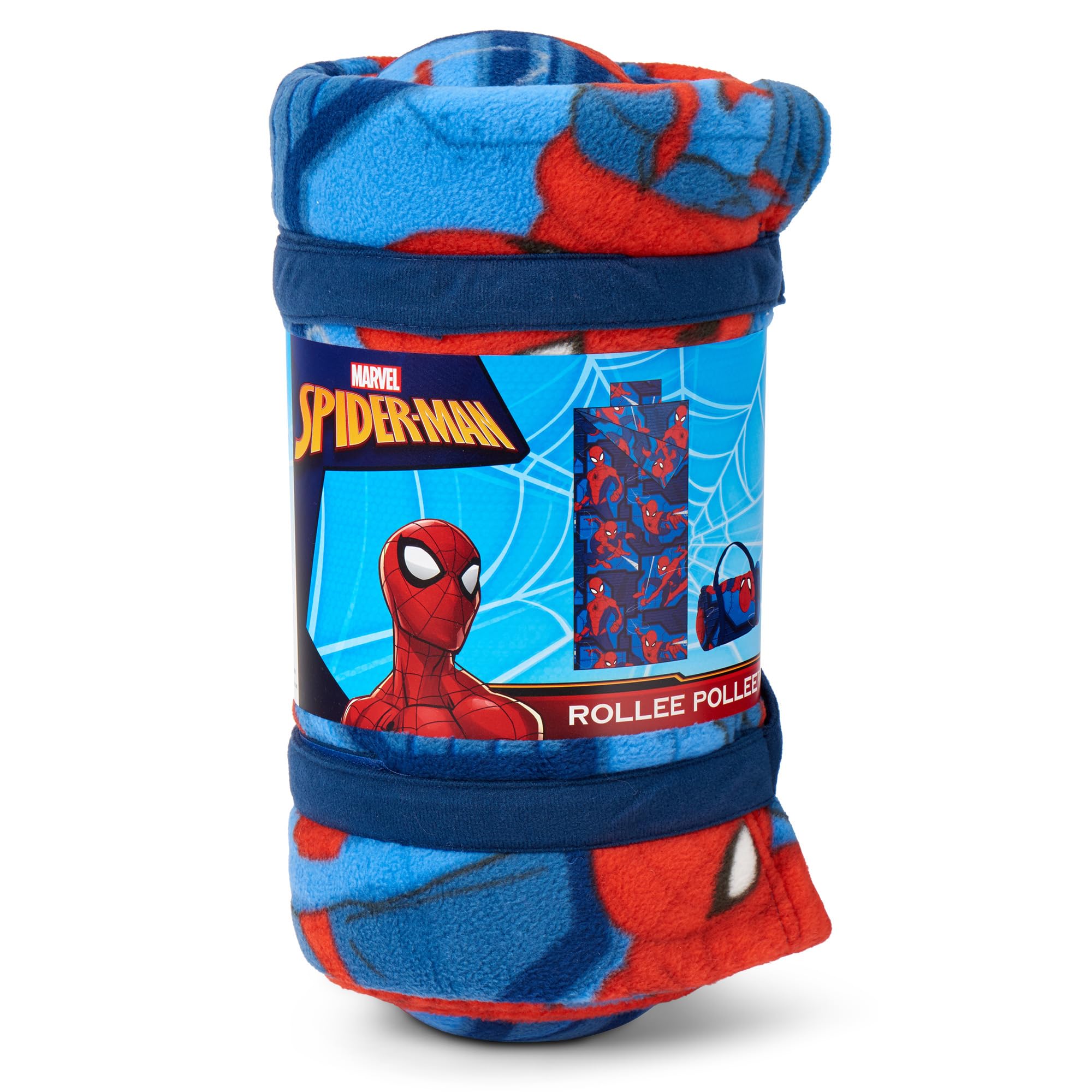 Northwest Rollee Pollee Nap Sac Roll-Up Toddler Blanket with Attached Pillow – Soft Fleece Preschool Nap Mat for Daycare or Travel – Machine Washable – Spiderman