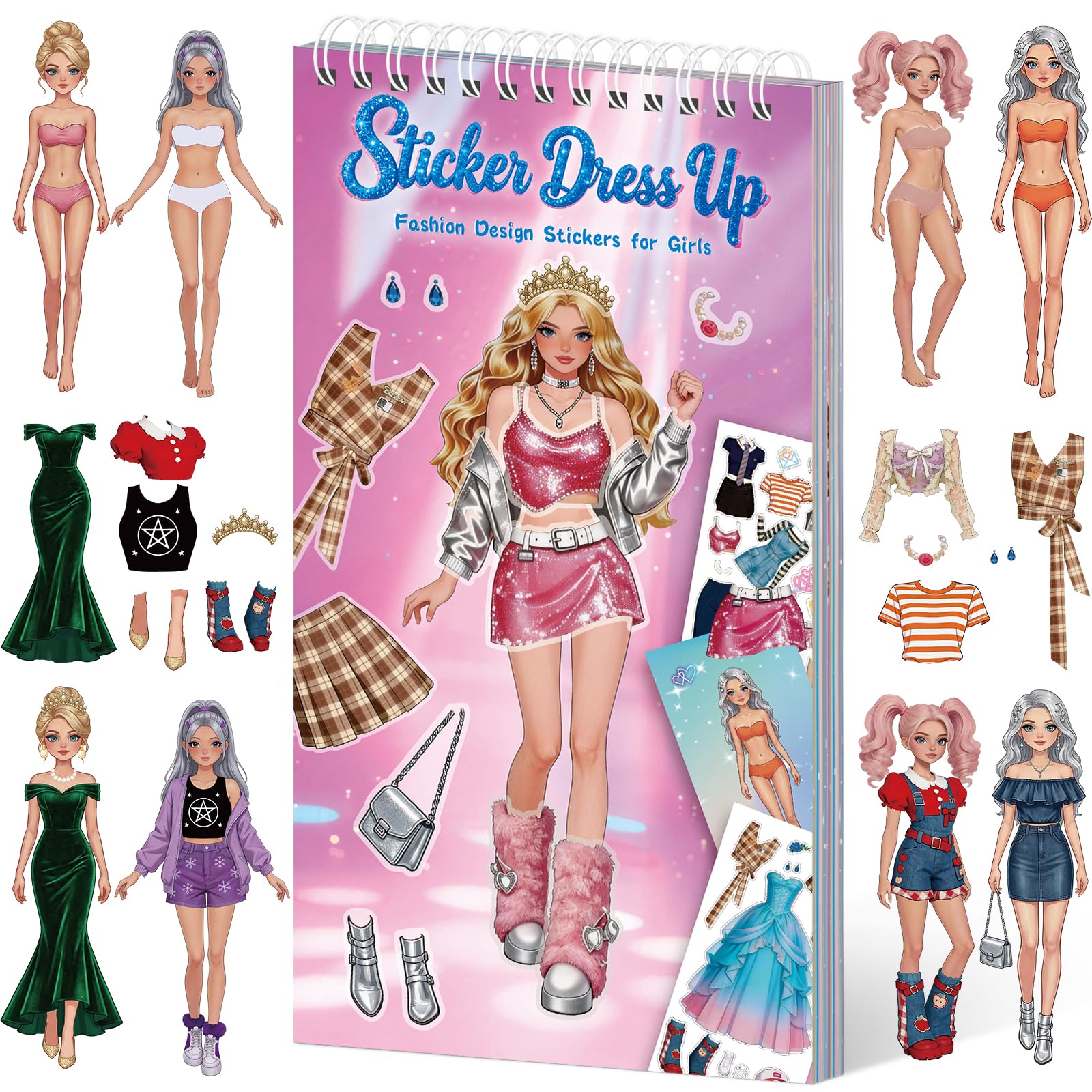 Elfew Sticker Dress Up Book for Girls 3,4,5 Years, Sticker Activity Book