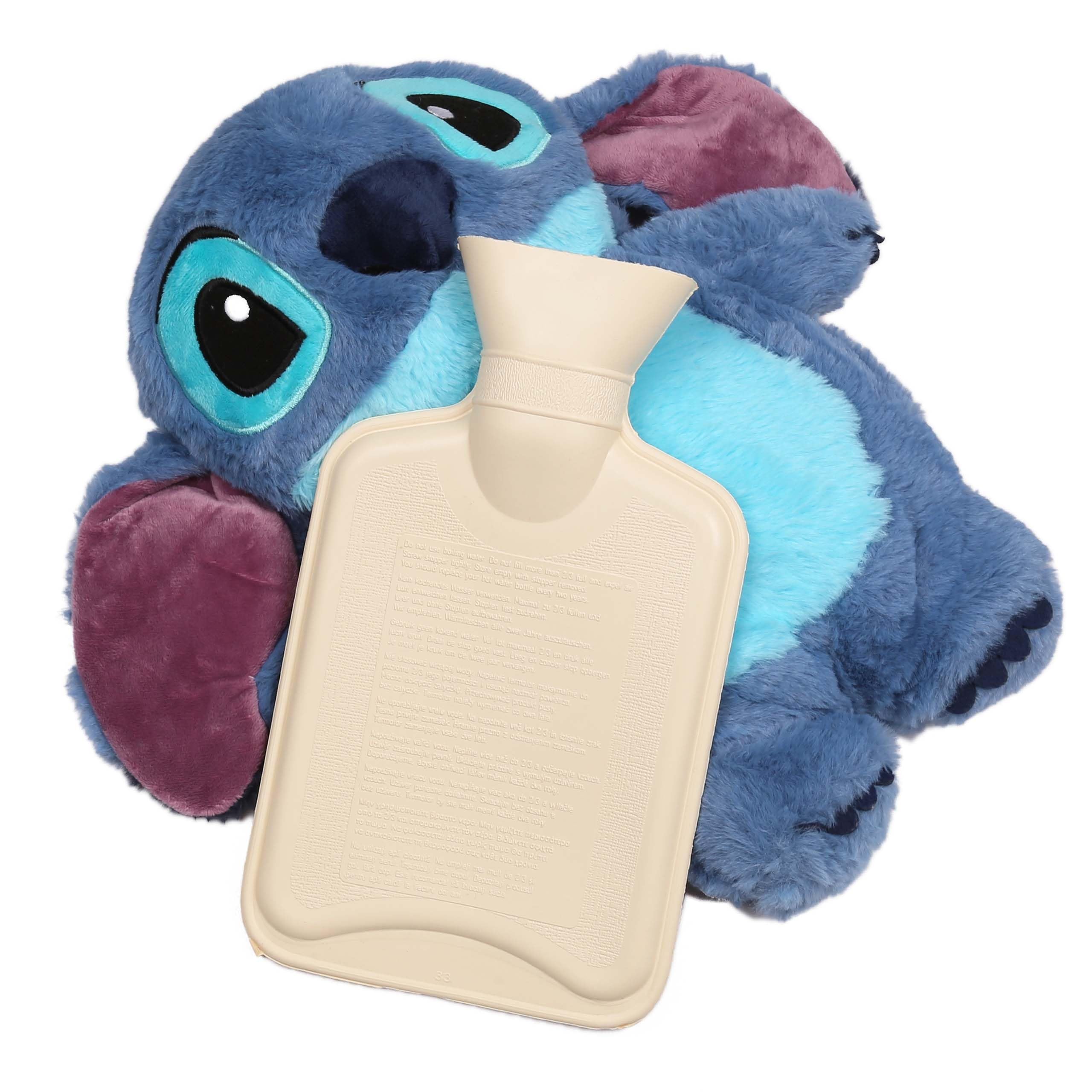 DISNEY Stitch Gummi Wärmflasche mit WEICHEM Bezug, GROSS Wärmflasche mit Wasserbeutel, Maskottchen 750 ml (Stitch)