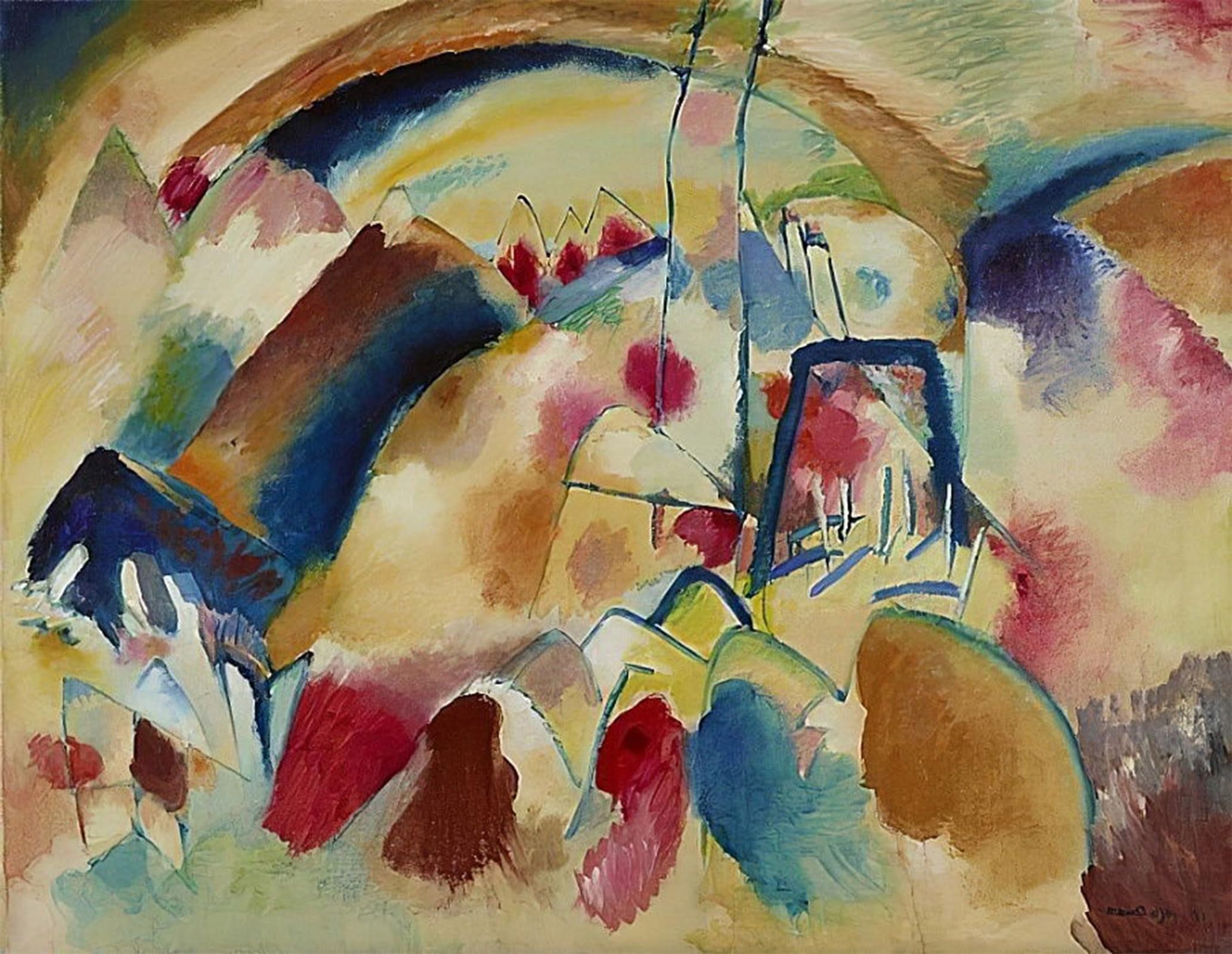 SERENDIPITP Vintage Wall Art Canvas Nordic Poster Canvas Print Picture Landscape With Church by Wassily Kandinsky Wall Art Poster for Home Decor 60x90cm
