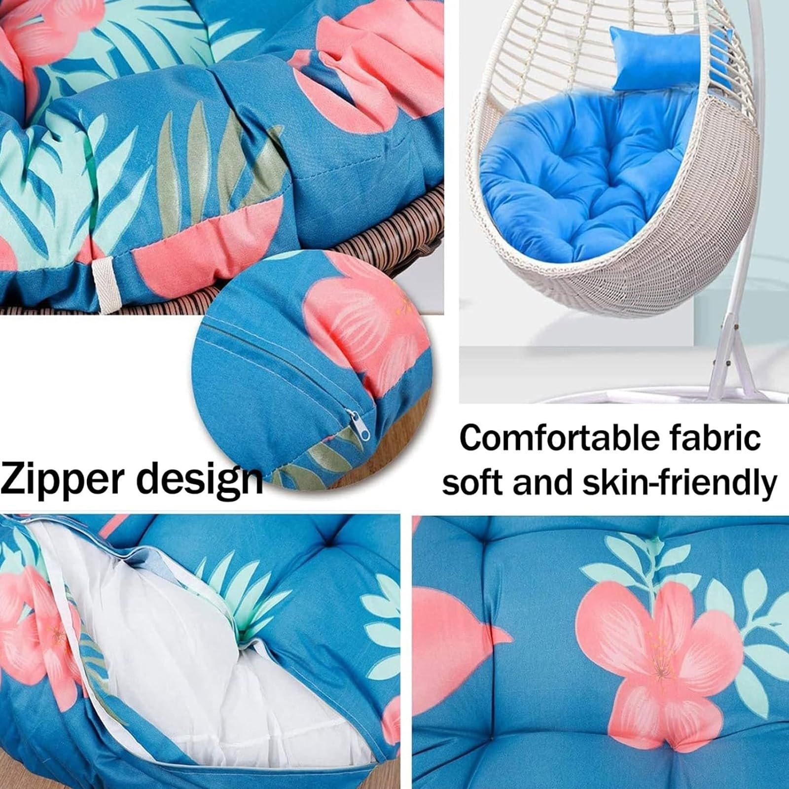 Housse Remplacement Coussin Chaise en Forme D'œUf, Housse Coussin SièGe BalançOire Suspendue D'ExtéRieur, Housse Coussin Hamac en Osier Jardin Lavable Uniquement(B)