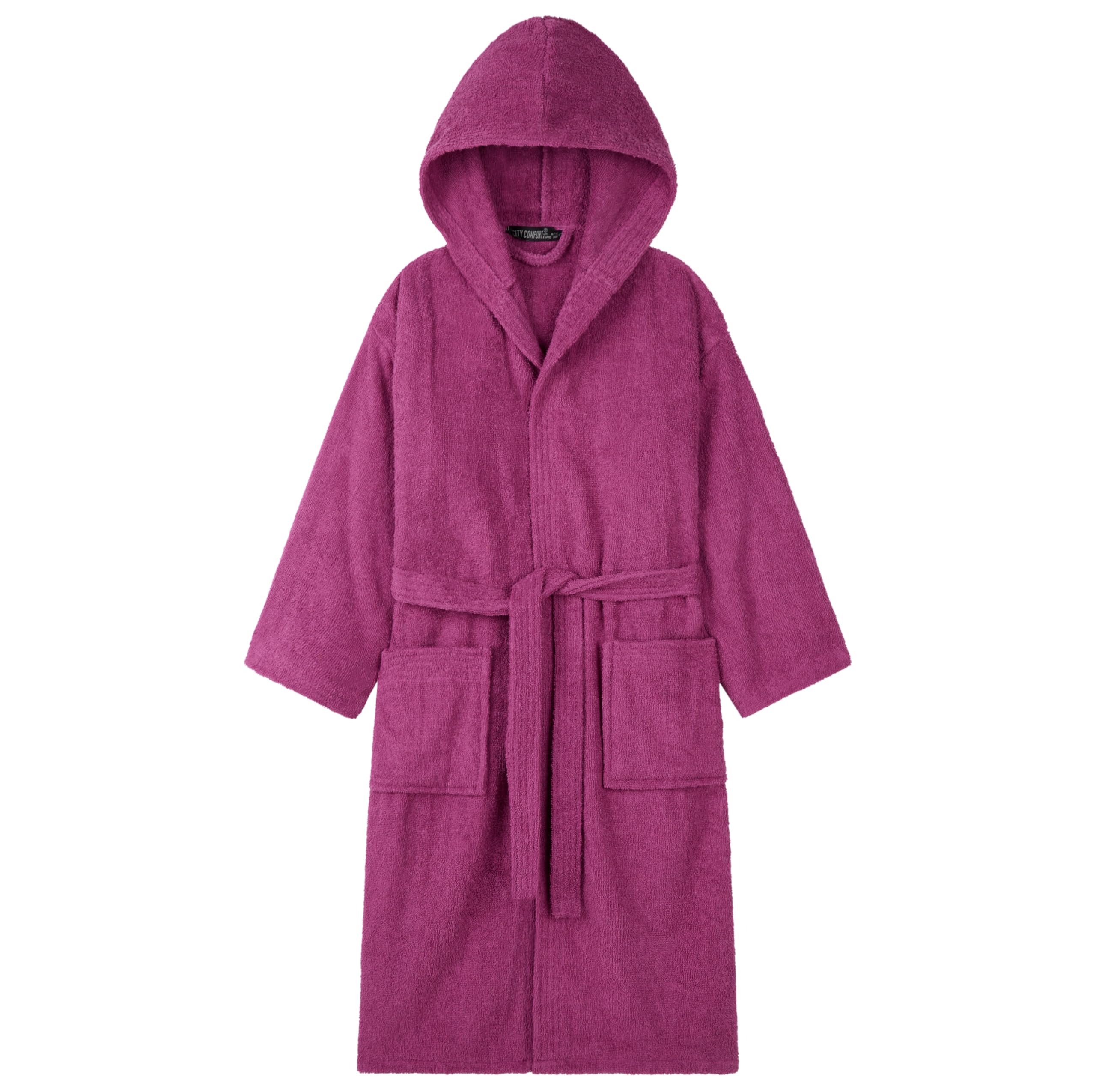 Hooded Bath Robes for Women - Absorbent Cotton Terry Towelling Bathrobe S-XL Comfy Dressing Gown with Hood Shower Bath Spa Gym