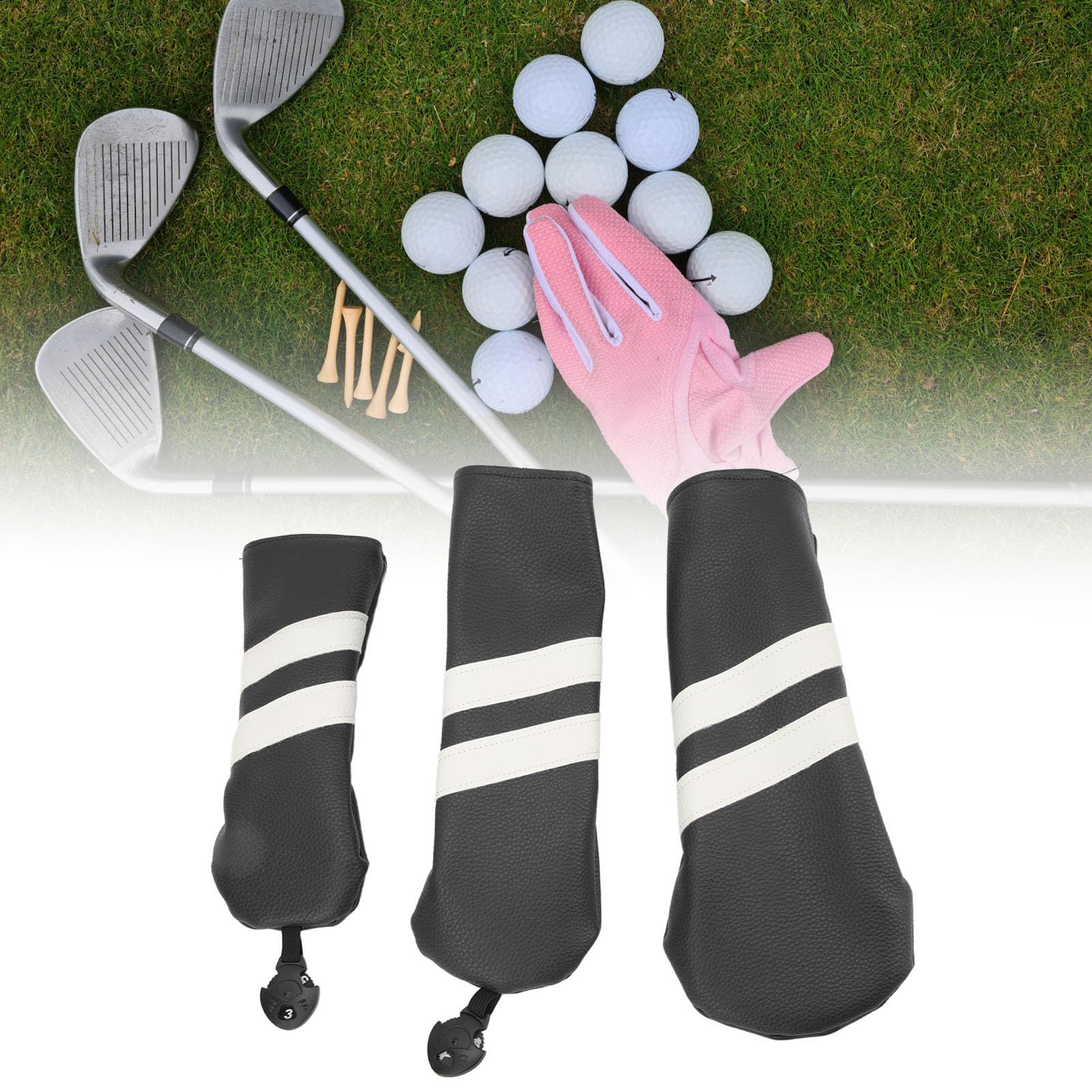 Club Headcover PU Club umfasst Wood Fairway Hybrid Rotatable Label 3 Size Club Protector für Sport im Freien
