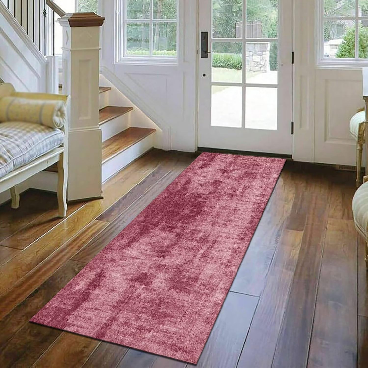 DECOMALL Waschbarer Läufer – 60 X 22 Cm, Vintage-Design, Rutschfeste Gummirückseite, Rosa