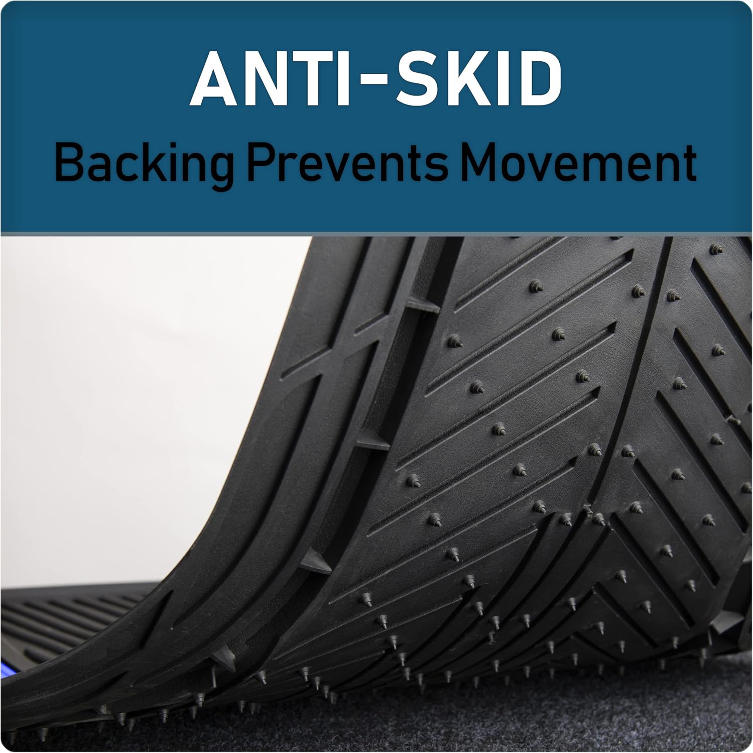 Custom Accessories 4-Piece Anodized Sport Floor Mats, All-Weather Mats for Cars, Trucks, SUVs — Black/Blue