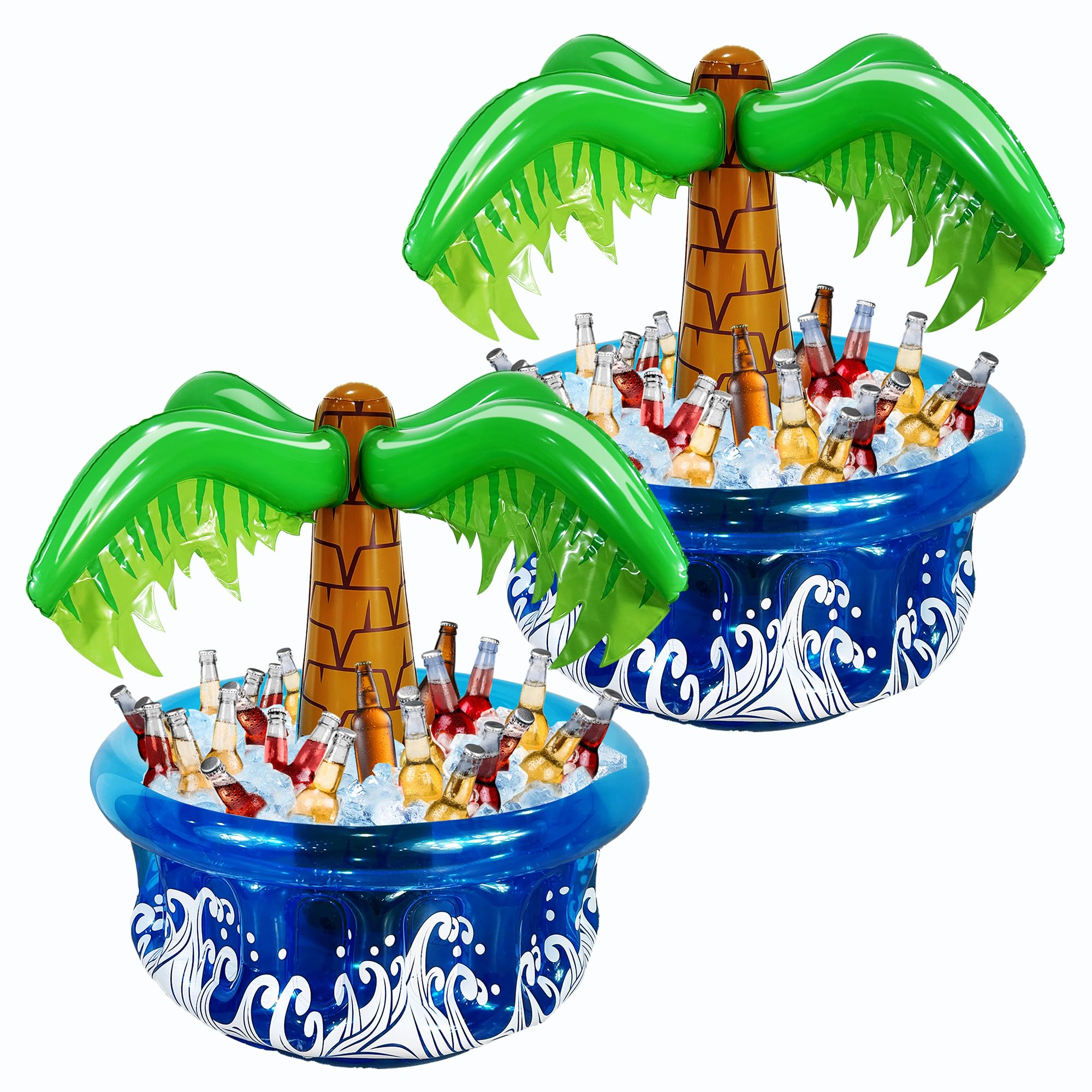 33.5" Inflatable Palm Tree Cooler, Pool Party Decorations, Summer Luau Party Supplies, Hawaiian Tropical Beach Themed Decorations, Blow Up Birthday Drink Cooler