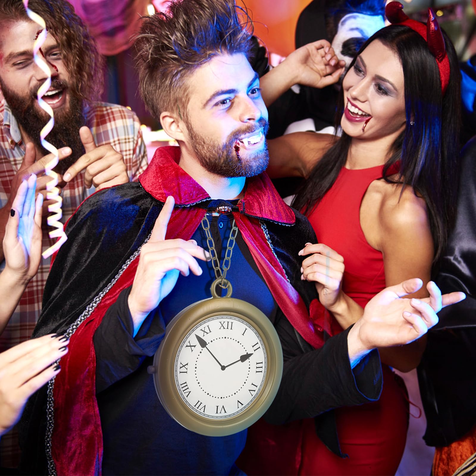 SAFIGLE 1 Piece Watch Necklace White Rabbit Clock Jumbo Flavour Hip Hop Rapper Watch Necklaces For Halloween White Rabbit Costume Accessories Party Supplies - Image 3
