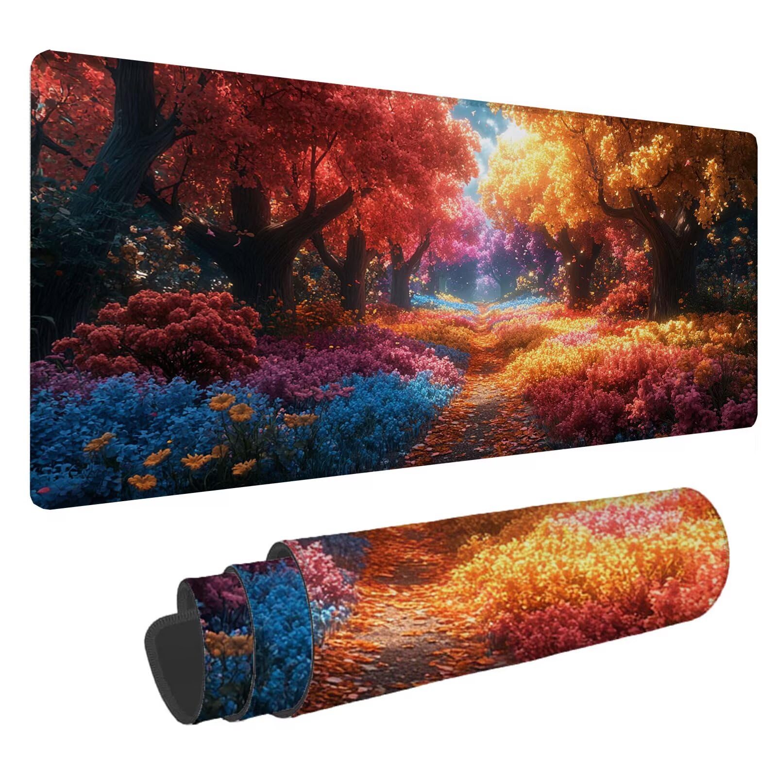 Kolorowa podkładka pod mysz XXL leśna podkładka pod mysz 1500 x 800 x 4 mm podkładka pod mysz dla graczy, podkładka pod mysz do laptopa, podkładka pod mysz i klawiaturę A-678