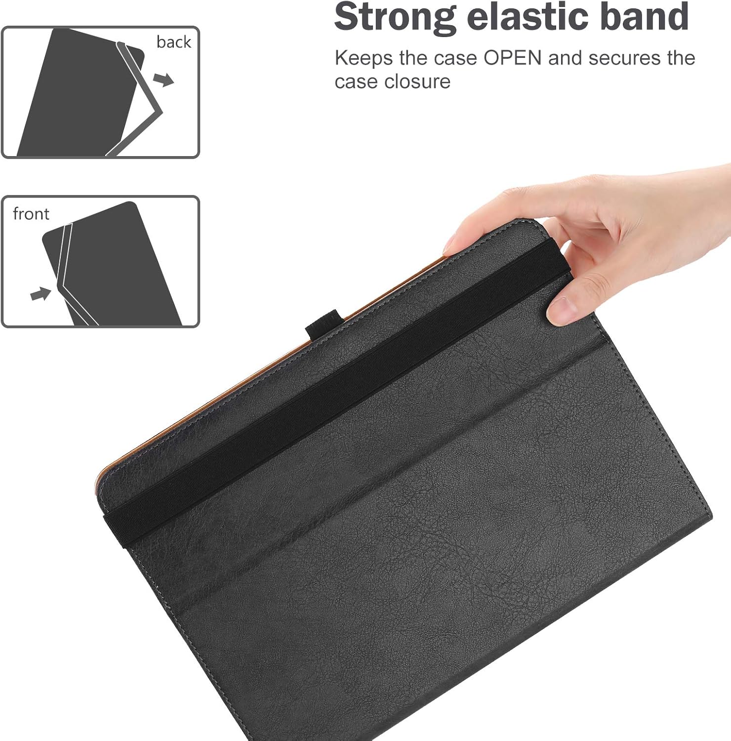 ProCase 9-10.9 inch Universal Tablet Case, PU Leather Stand Folio Universal Protective Cover for 9"-10.9" Tablet, with Elastic Adjustable Band and Pencil Holder –Black : Electronics