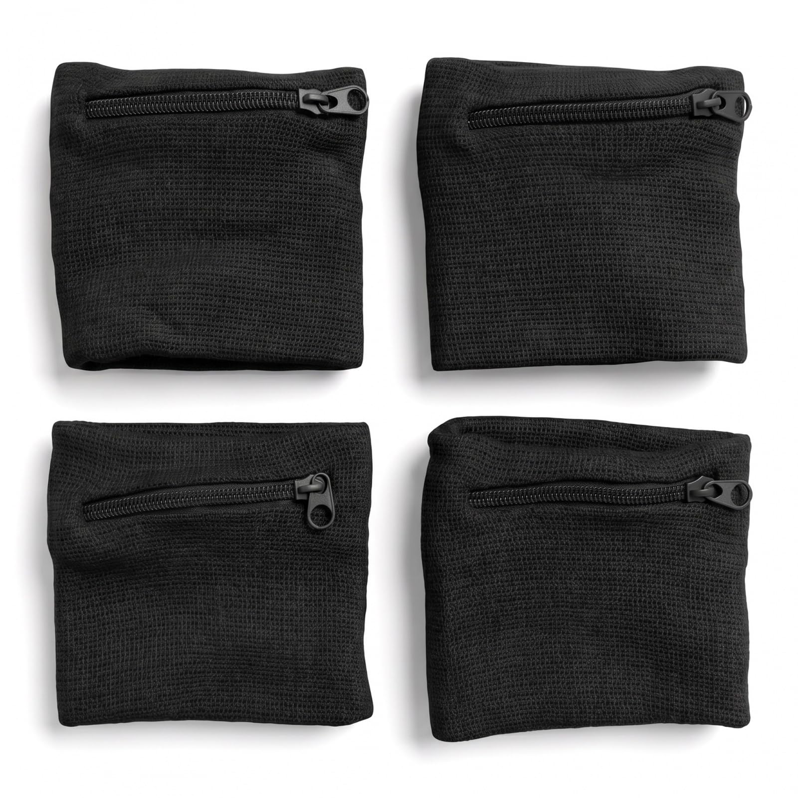 Zipper Sports Wristband Wallet for Keys Cash Cards, Breathable Running Wrist Pouch for Men Women, Fitness Sweatbands for Gym Cycling Tennis Travel（4pcs）