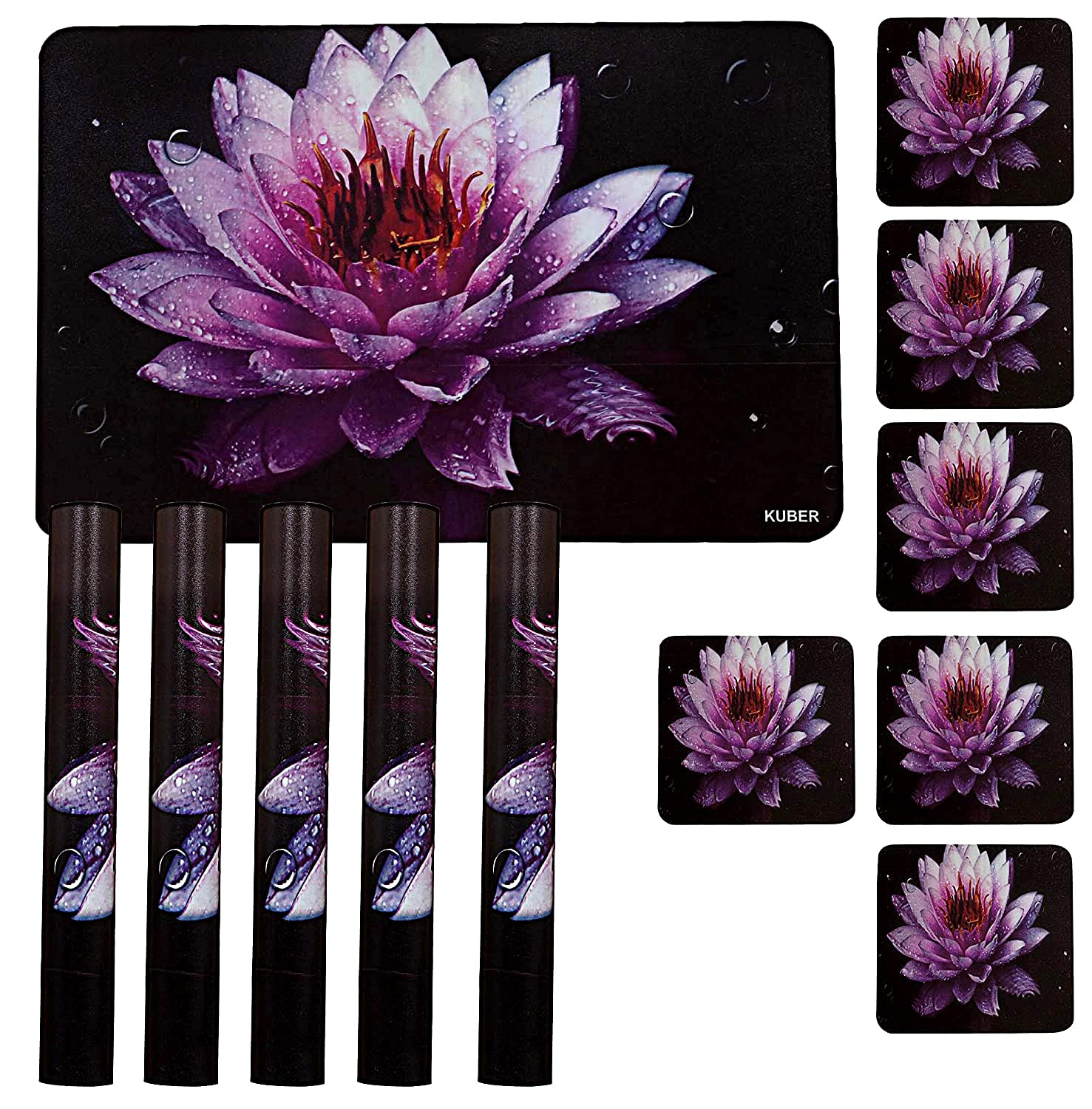 Floral Placemats & Coasters - Multicoloured Set of 6 -4