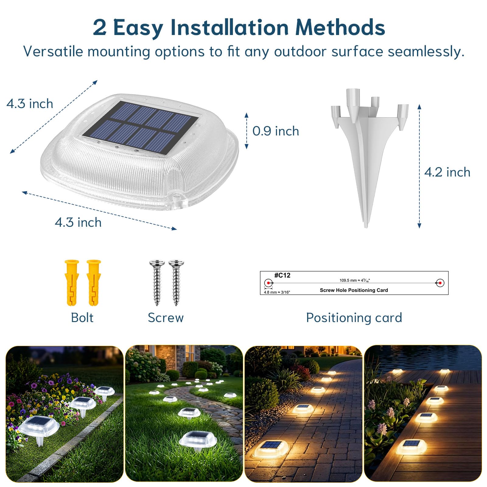 Luci Solari da Esterno Giardino,6 Pezzi Lampada Solare da Eesterno | 2 Colori in 1 Lampade Solari Impermeabili con Picchetti da Terra per Scale, Prato, Giardino (Bianco Caldo/Bianco Freddo)