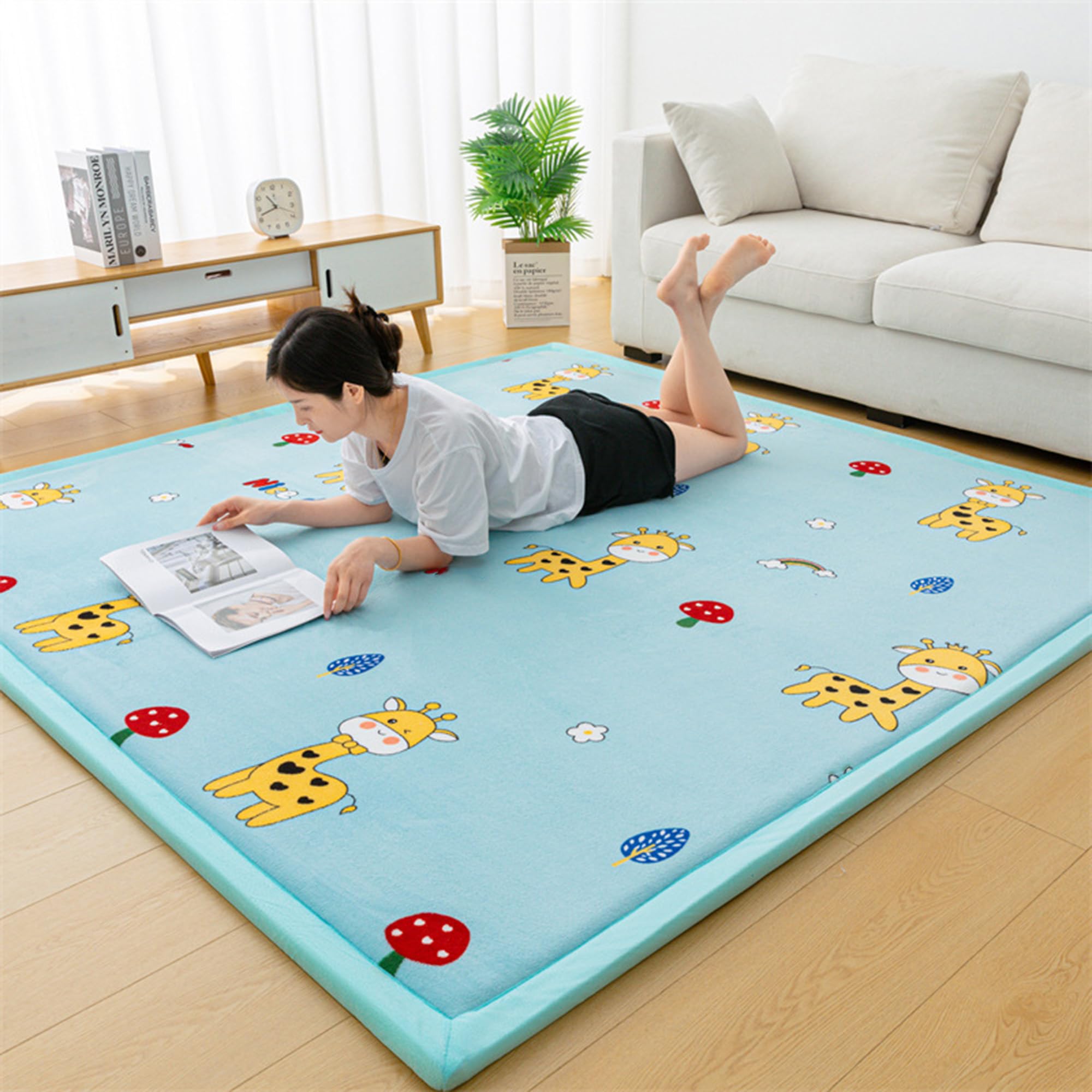 Grand tapis lavable antidérapant 120 x 200 cm à poils courts