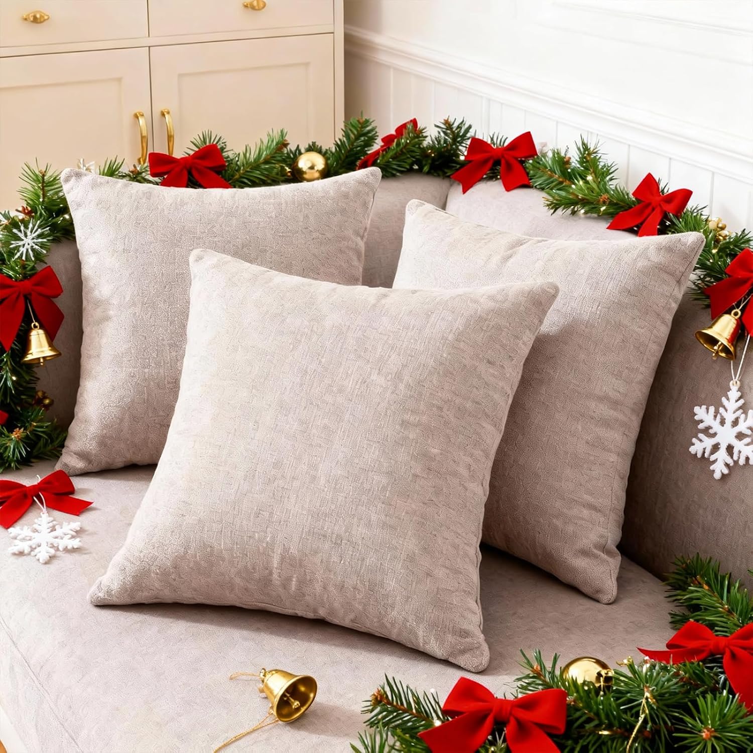 Small Throw Pillow 18x18,Couch Pillows,Velvet Throw Pillow for Bed and Couch,Set of 2,Oat Yellow