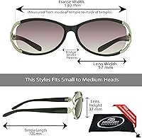 Vista 2 de proSPORT Lentes de sol de lectura para mujer, con diamantes de imitación teñidos claros, de metal, no bifocales