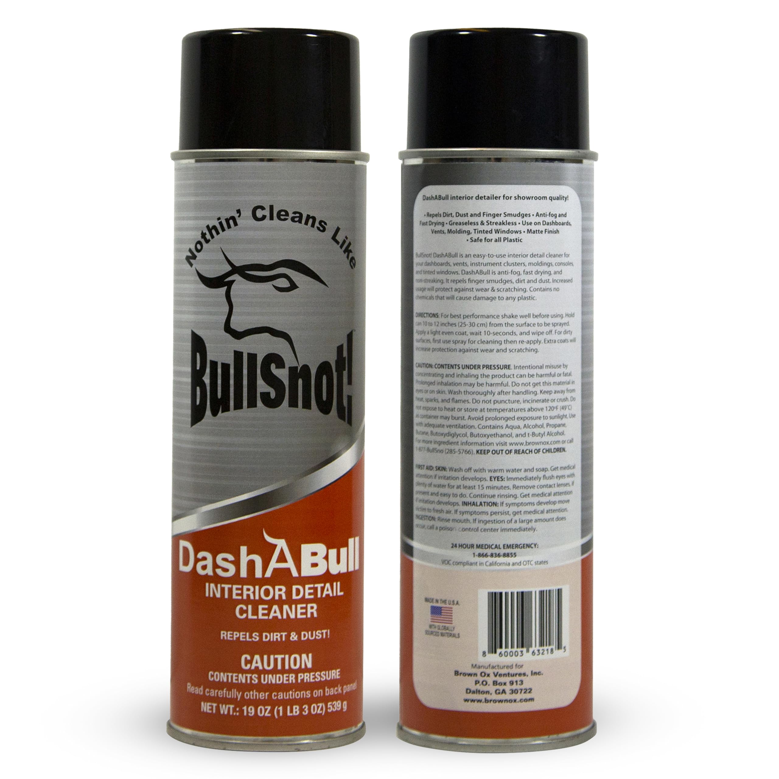 BullSnot! DashABull Car Interior Cleaner Foam - 19oz Smudge-Free Dashboard, Plastic & Vinyl Cleaner | Interior Detailing Spray for Cars, Trucks, SUVs | Protects Against Scratches with Floral Scent