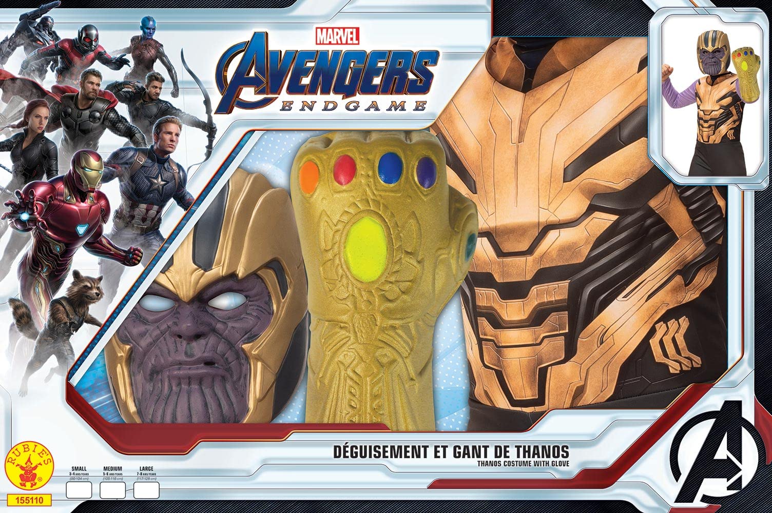 Rubies Disfraz de Thanos + guante del infinito – 5 – 6 años