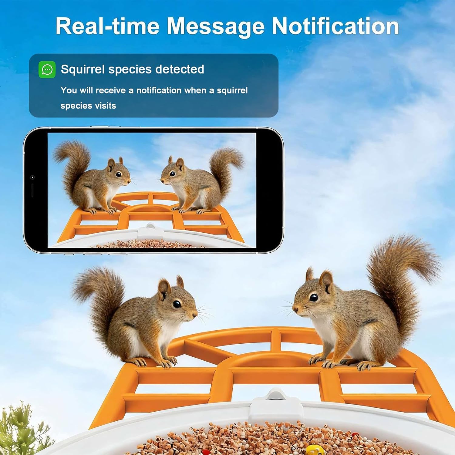 Squirrel Feeder with Camera Solar Powered, Smart Squirrel Bird House Camera Wireless Outdoor, AI Identify. Auto Capture and Video Motion Detection & 2K Live View, Ideal Gifts for Lover