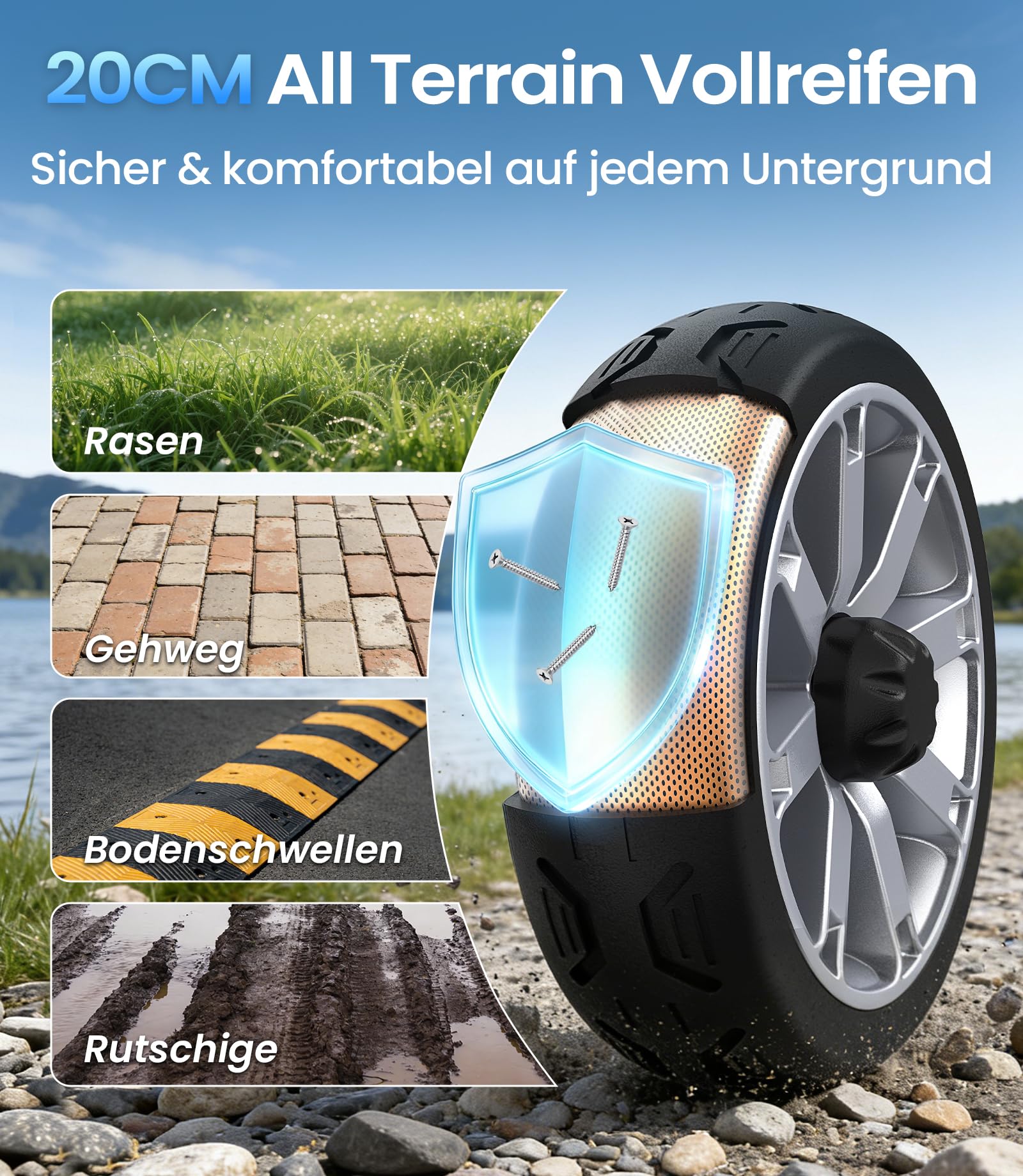 VOCIC D35 Seniorenmobil klappbar 35KM, 40L Doppelten Korb Elektromobil für Senioren bis 136KG, mit 20CM großen Rädern, 40L Doppelten Korb ergonomischer verstellbarer Sitz abnehmbarer Akku, Grau Silber