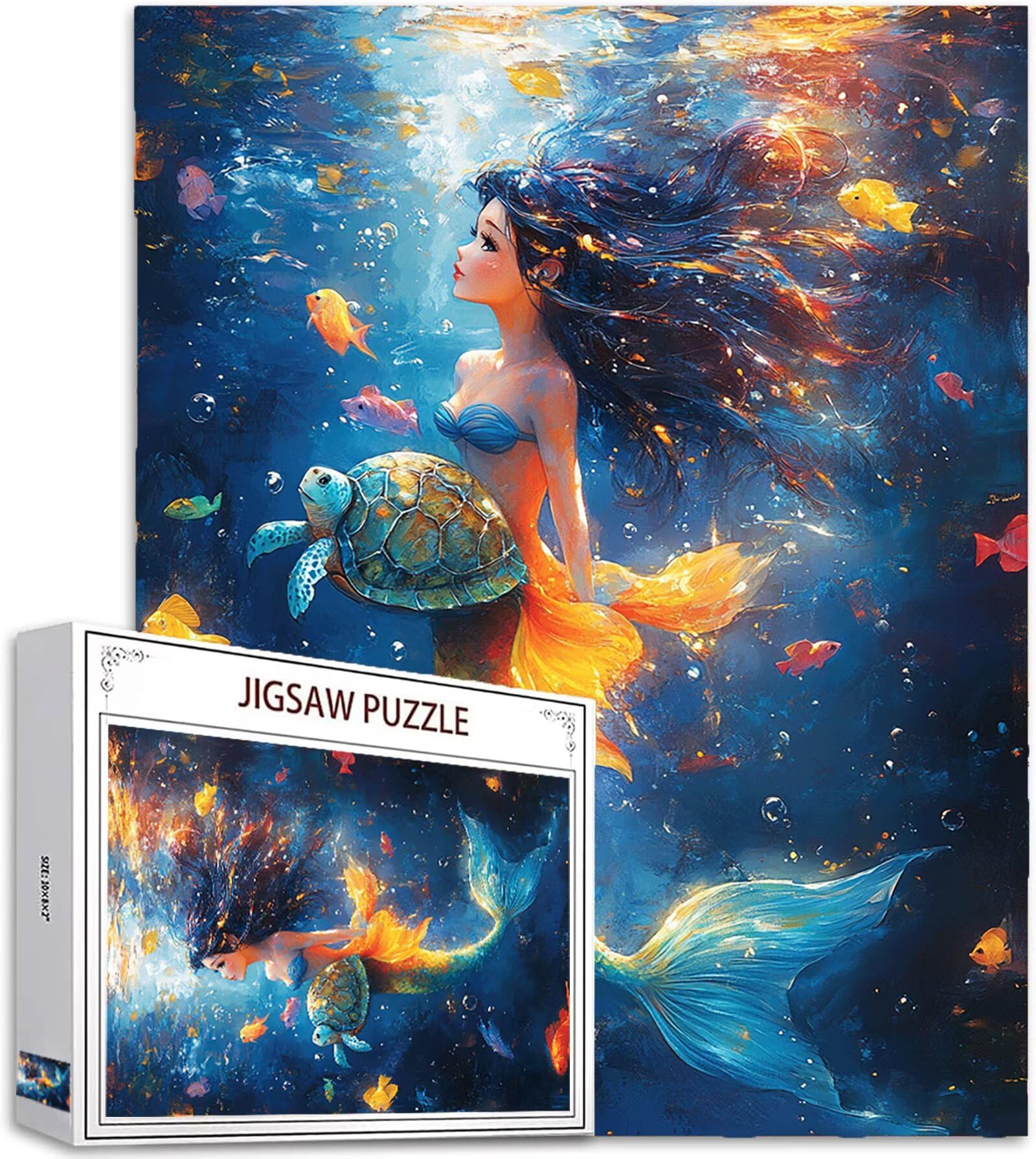 Sirena Puzzle 1500 Pezzi Grandi Dimensioni per Adulti, Puzzle Tartaruga marina Motivo Progettazione con Compact Box e Poster Incluso per Home Room Wall Decor, Men Gifts, Legna Jigsaw 87x57cm, Model629