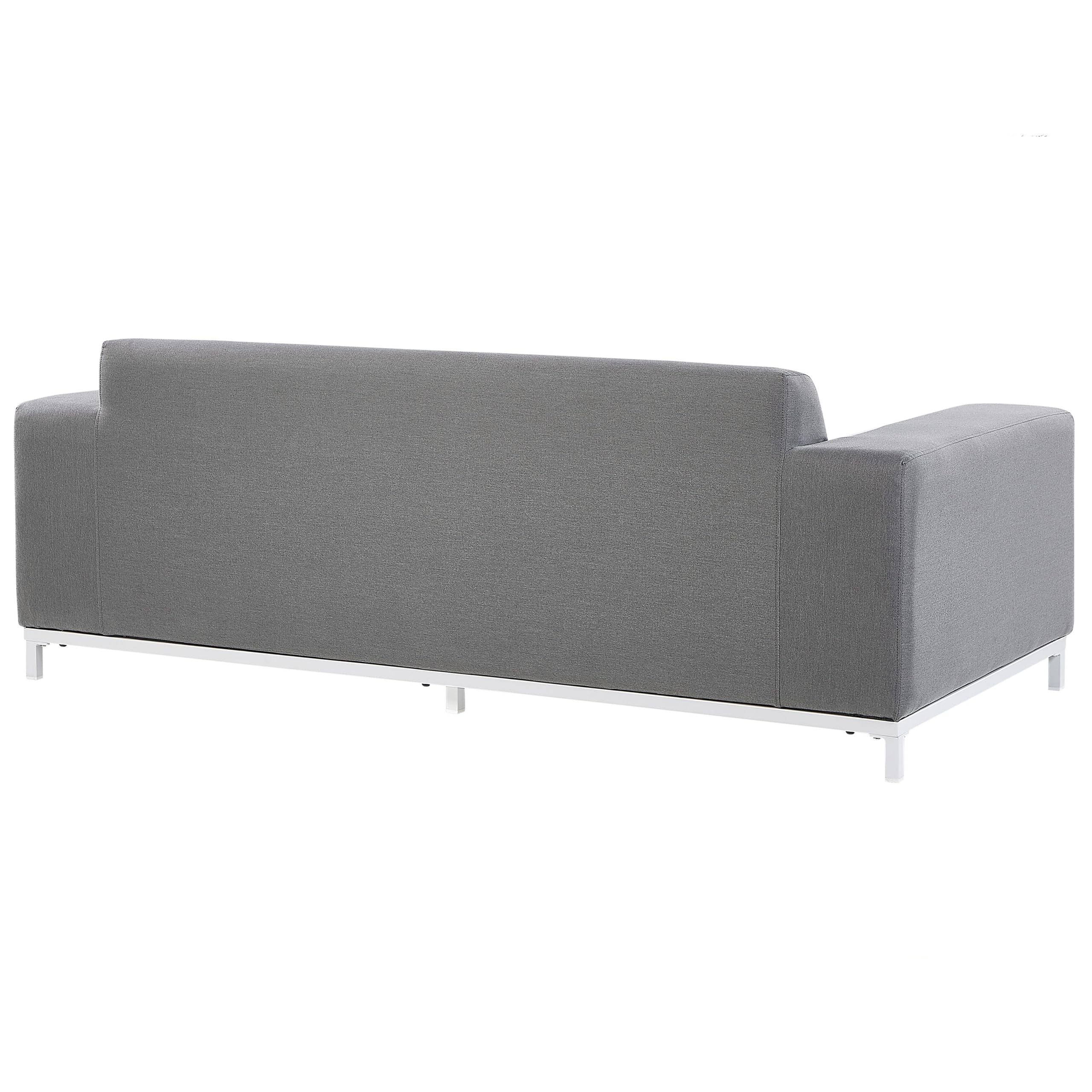 Canapé 3 Places de Jardin pour Intérieur ou Extérieur en Tissu Gris Assise Confortable et Élégance Intemporelle Beliani