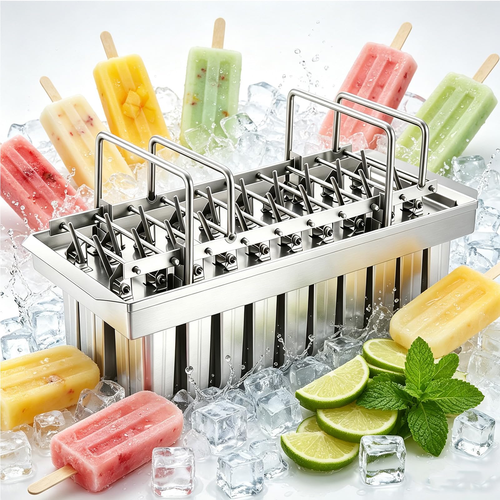 Stampi per Ghiaccioli in Acciaio Inox a 20 cavità per Fatti in Casa
