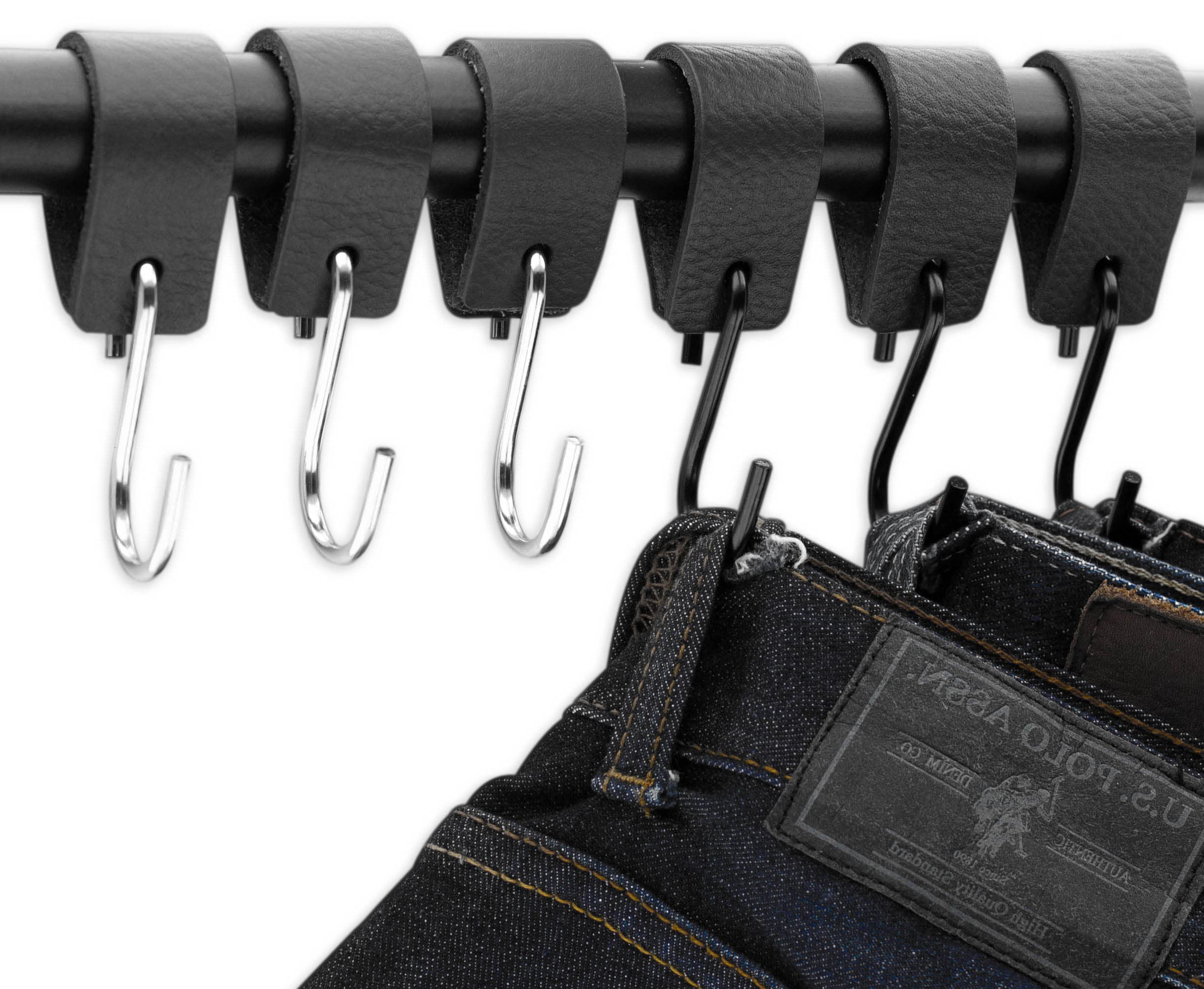 Brute Strength S-Haken mit Lederschlaufe – Anthrazit – 12 St. Kleiderhaken