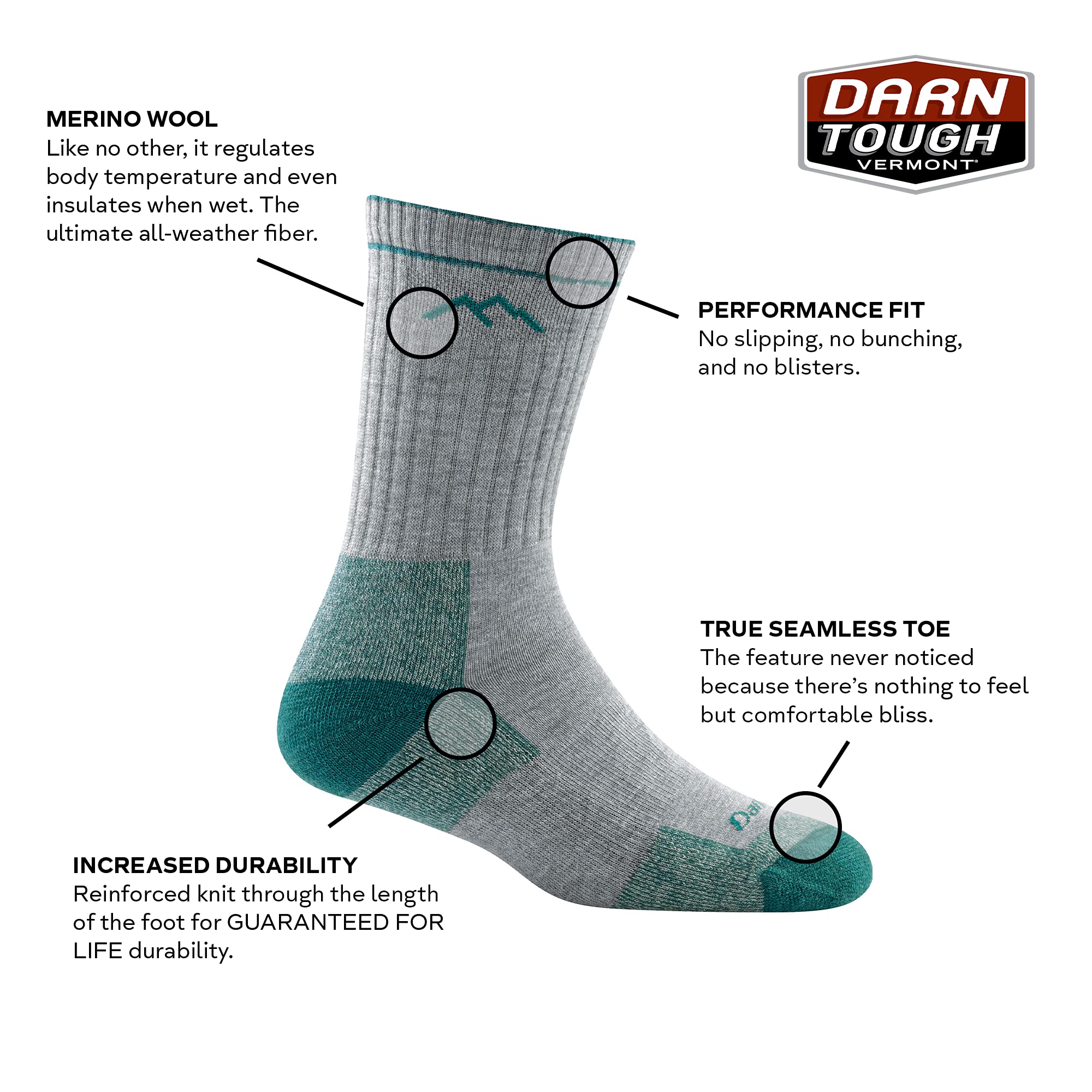 Darn Tough Coolmax Micro Crew Cushion Socks Équipement de Plein air Femme