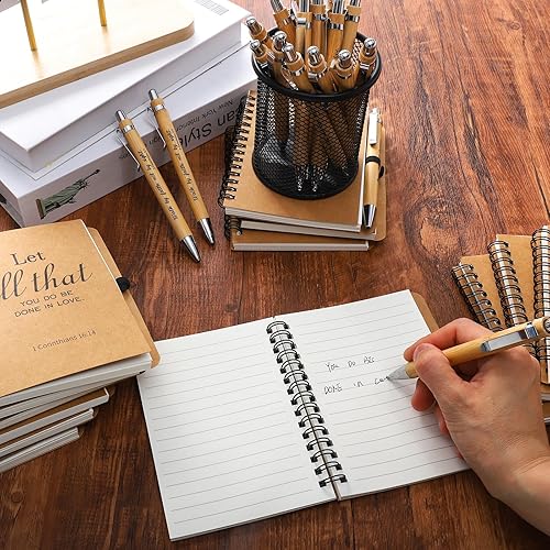 Miniatura 6 de 40 piezas20 juegos de regalos cristianos, cuaderno en espiral con versículos bíblicos en espiral y bolígrafo de oración, bloc de notas de escritura