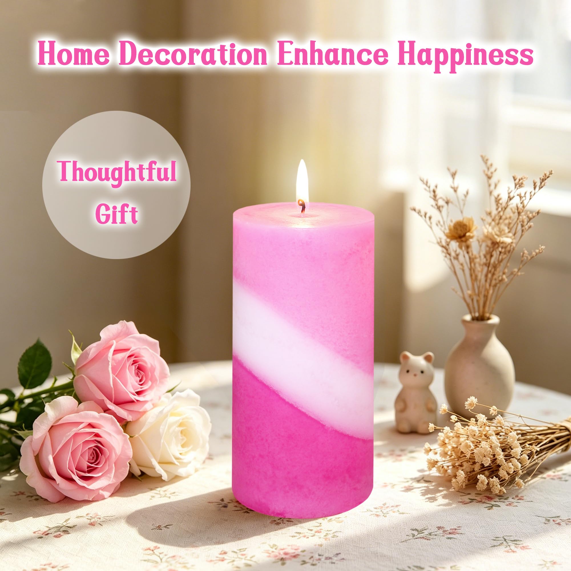 Candele decorative profumate a forma di rosa, 7,6 x 15,2 cm, a spirale, versate a mano, confezione da 3 candele decorative a lunga durata, per la casa, per San Valentino, decorazione