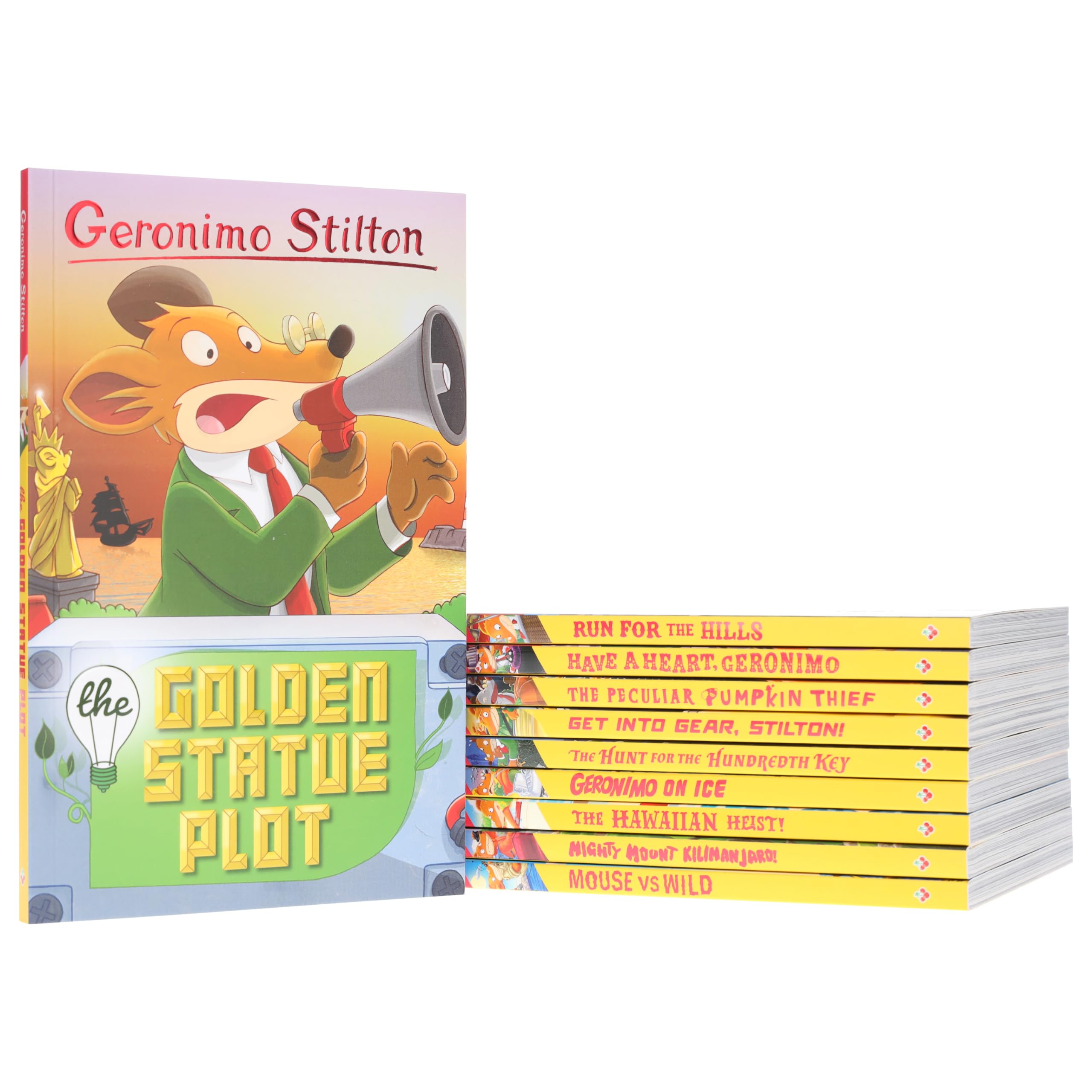 Geronimo Stilton Series 7 Children Book Collection 10 Books Box Set (Golden Statue Plot, Run for the Hills.... & 5 More)