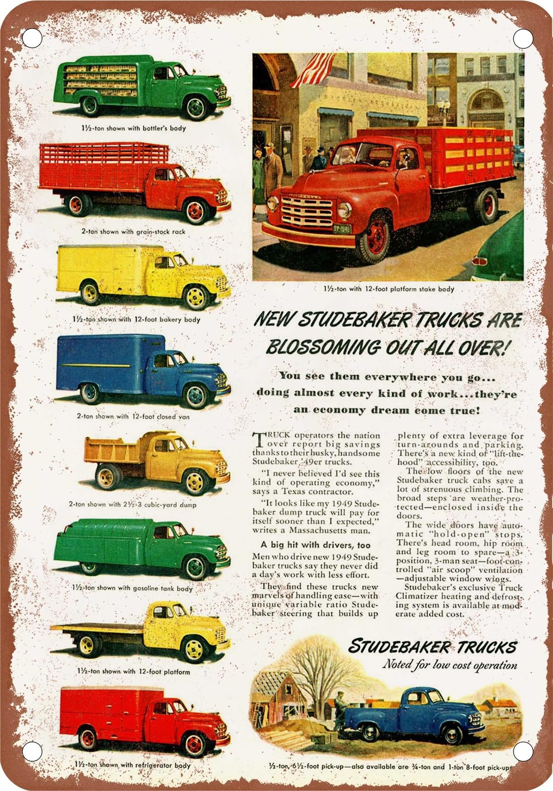 METAL SIGN - 1949 Studebaker Truck Vintage Ad 03 - Old Retro Rusty Look home decor