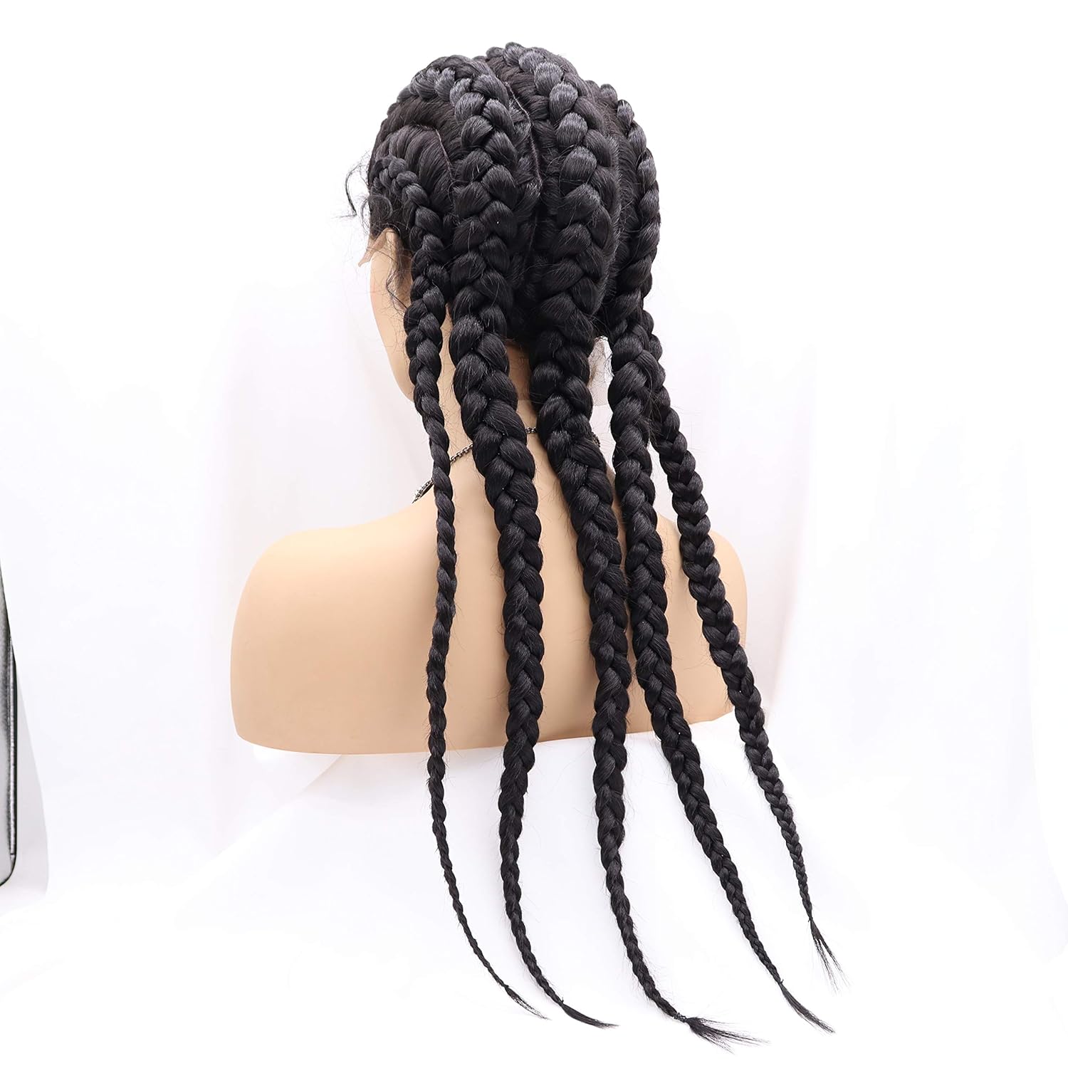xiweiya Twist Dutch Braids Long Black Lace Front Braids Wig 5 Braids Box Braids Cornrow Braided Wig with Baby Hair Crochet Braids Hair Natural Hairline Xpression Braiding Hair For Women
