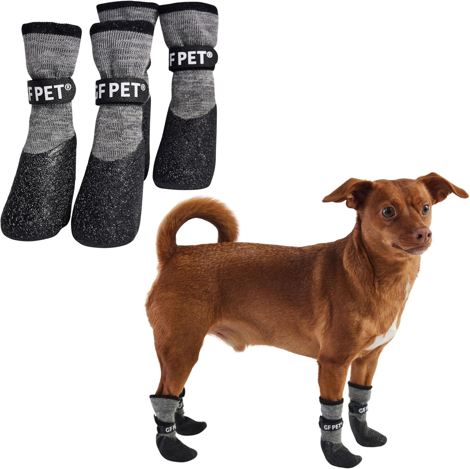 GF PET All-Terrain Dog Boots - Waterproof Paw Protection - High-Traction Rubber Sole, Adjustable Velcro Straps, Integrated Warm Sock Design, for Snow Ice Rain Hot Pavement, All Seasons, Large