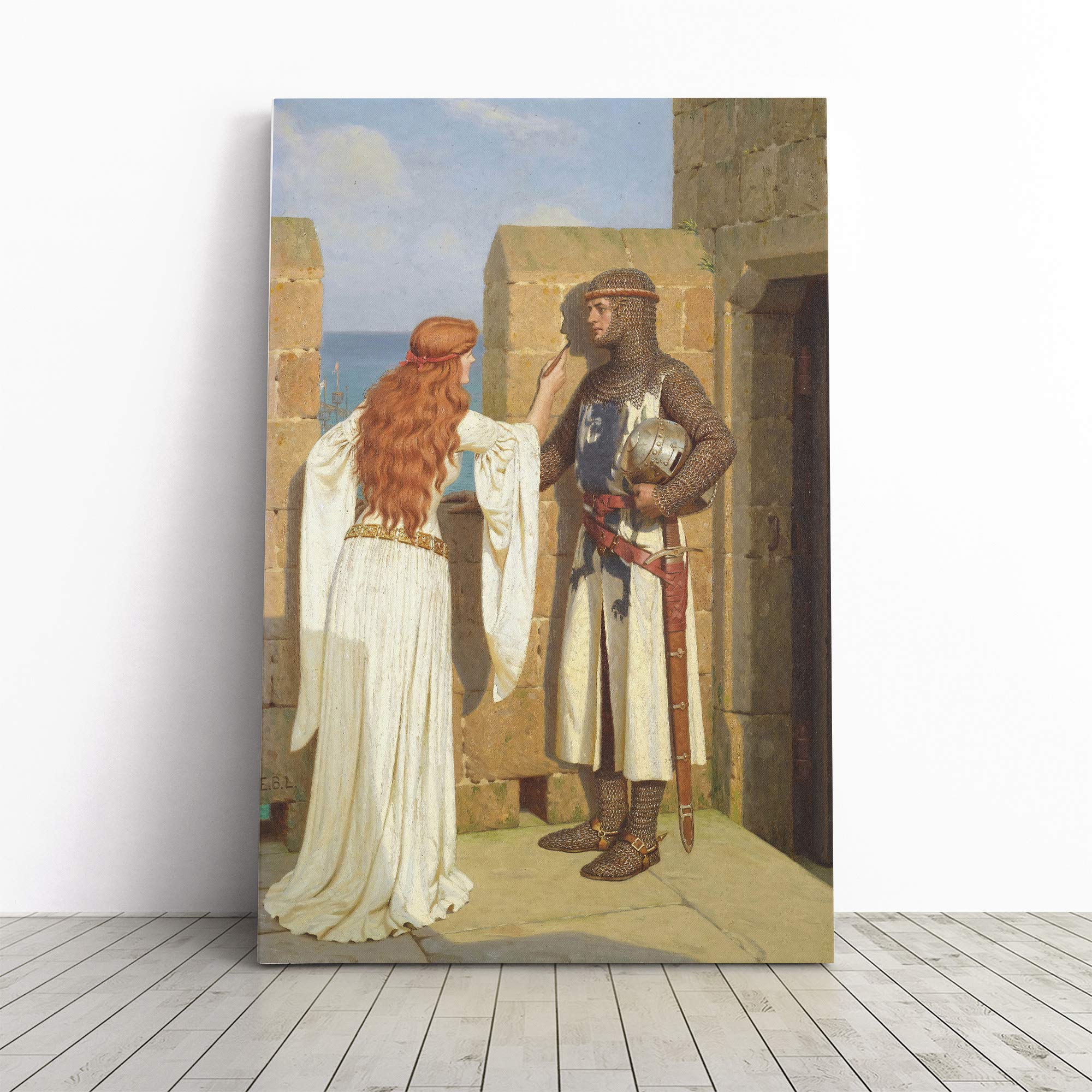 Edmund Leighton The Shadow Canvas Print | Gallery Wrapped 30mm Frame Wall Art | 24x16 inches | Ready to Hang | Modern Picture | Living Room Bedroom Lounge Office