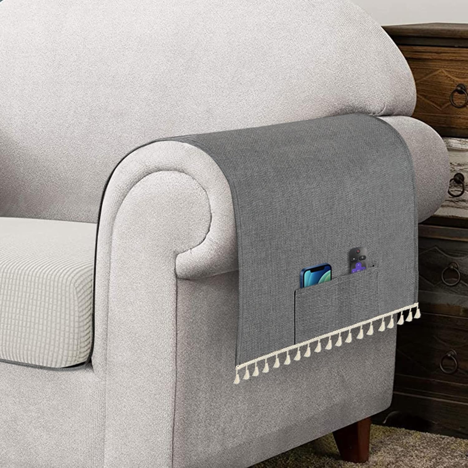 Light Grey Armchair Cover for Arms Sofa Arm Protector Covers Armrest Slipcover for Recliner