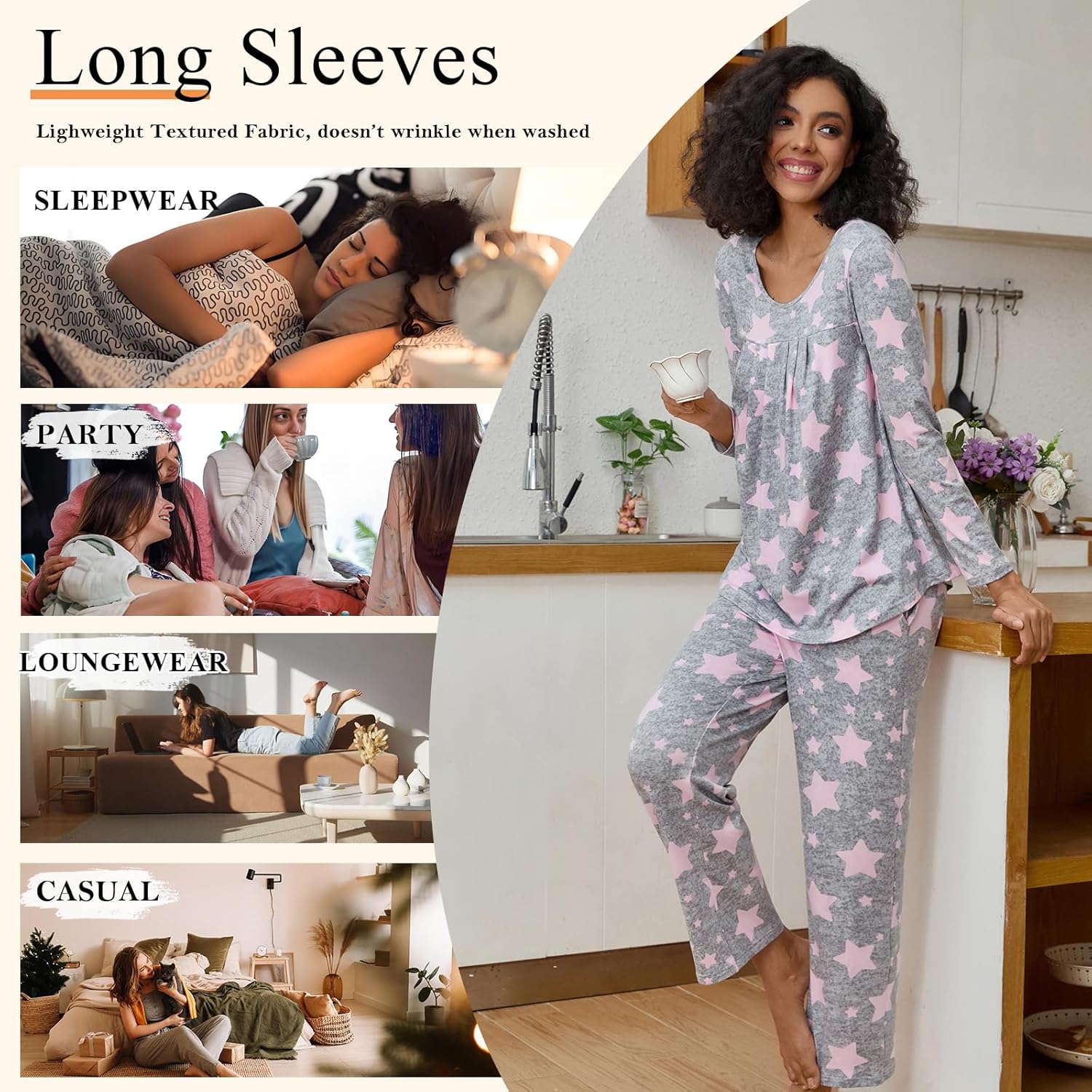 Women's Pajama Set 2 Piece Lounge Outfits Soft Sleepwear Fall Long Sleeve Long Pant With Pockets Ladies Pjs S-3XL - Image 6