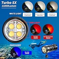 Vista 2 de Luz de buceo Turbo SX, 11000 lúmenes, luz de video subacuática de 328.1 ft, linterna de buceo, luz de buceo, linterna impermeable con para deportes
