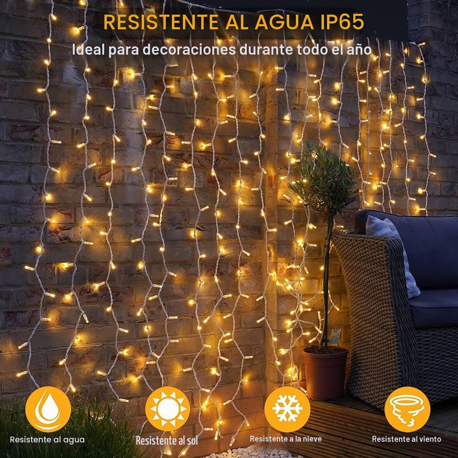 yowin 2 Piezas Cortina Luces Navidad 300 LED 3x3M Guirnalda Luces Exterior