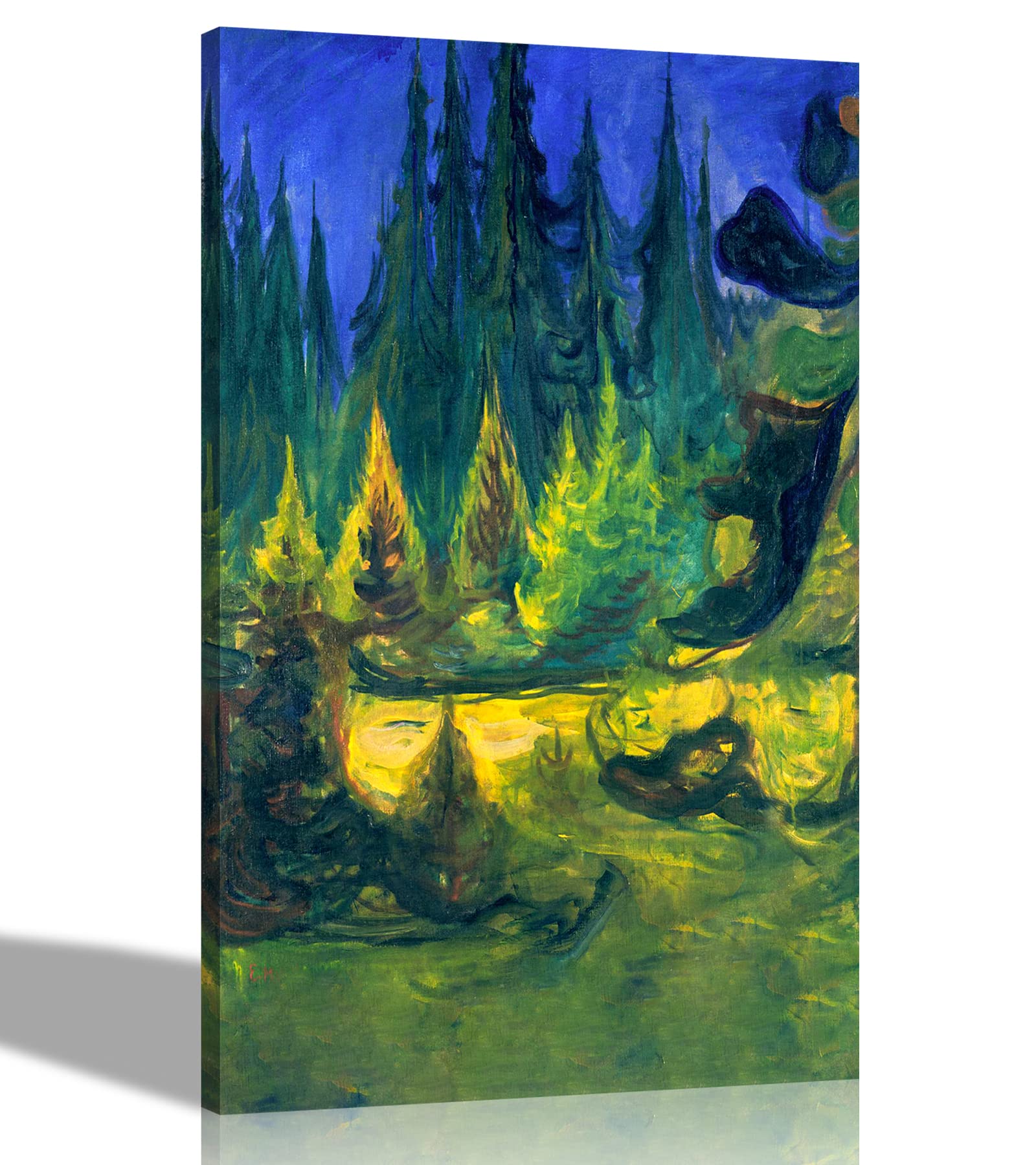 Artley Prints Green Portrait Dark Spruce Forest By Edvard Munch Canvas Wall Prints Framed Artwork Oil Painting Reproduction High Definition Quality Photos 30 X 40Cm (12 X 16 Inches)