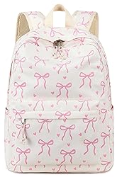 LOIDOU Backpack for Girls School Backpacks Bookbags for Elementary Middle School Women Laptop Backpacks (Bow tie Beige, L-17)