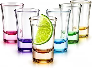 volila Amaro Glasses – 6x Coloured Glass Liqueur Glasses 50 ml – Glass Liqueur Glasses for Chupito, Shottini, Tequila, Jager Bomb, Grappa and Limoncello – Amaro Particular Glasses