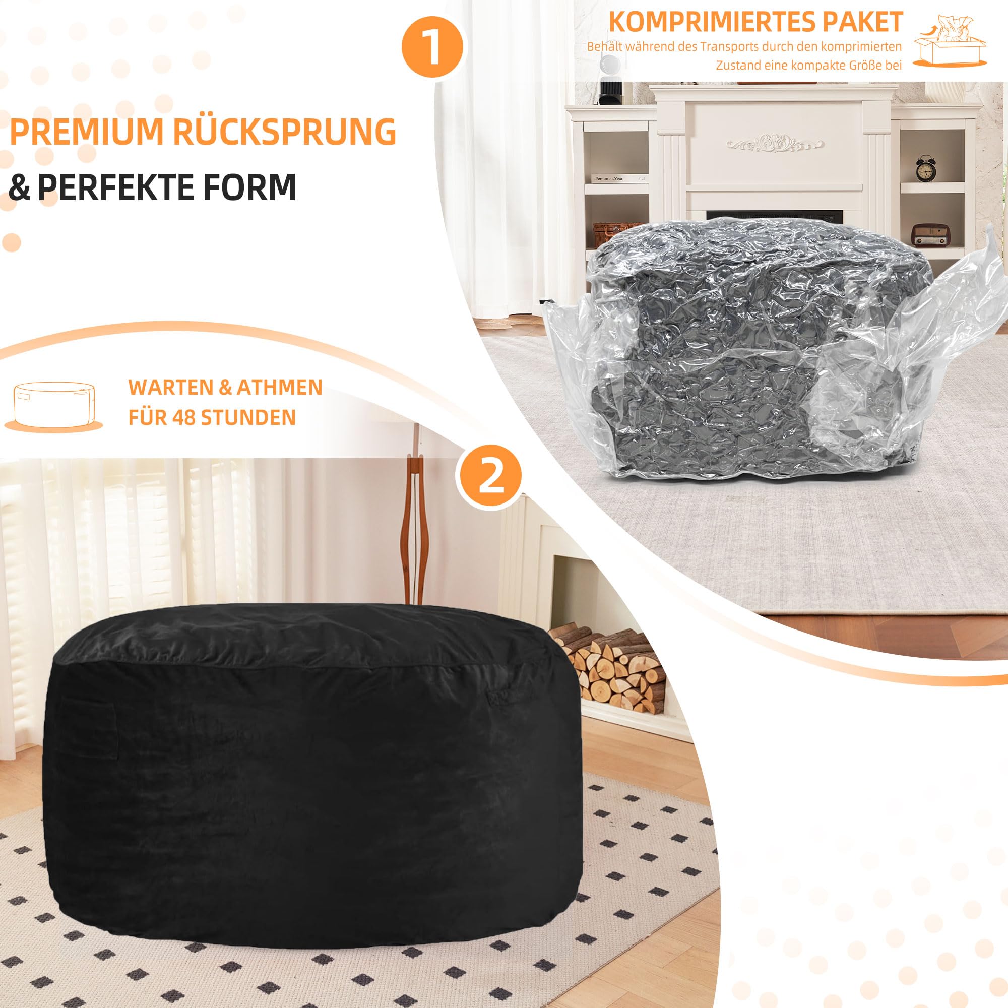 Kasunpul Sitzsack Mit Füllung - Bequemer Bean Bag Für Erwachsene In Größe L