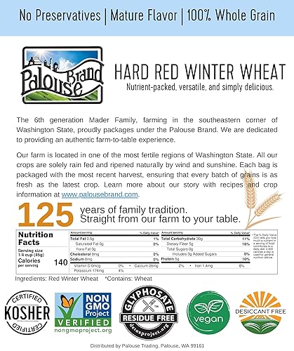 Miniatura 5 de Harina de trigo integral de invierno rojo duro  Sin OMG  3 libras  100 no irradiado  Certificado Kosher Parve  Cultivado en Estados Unidos  Trazado