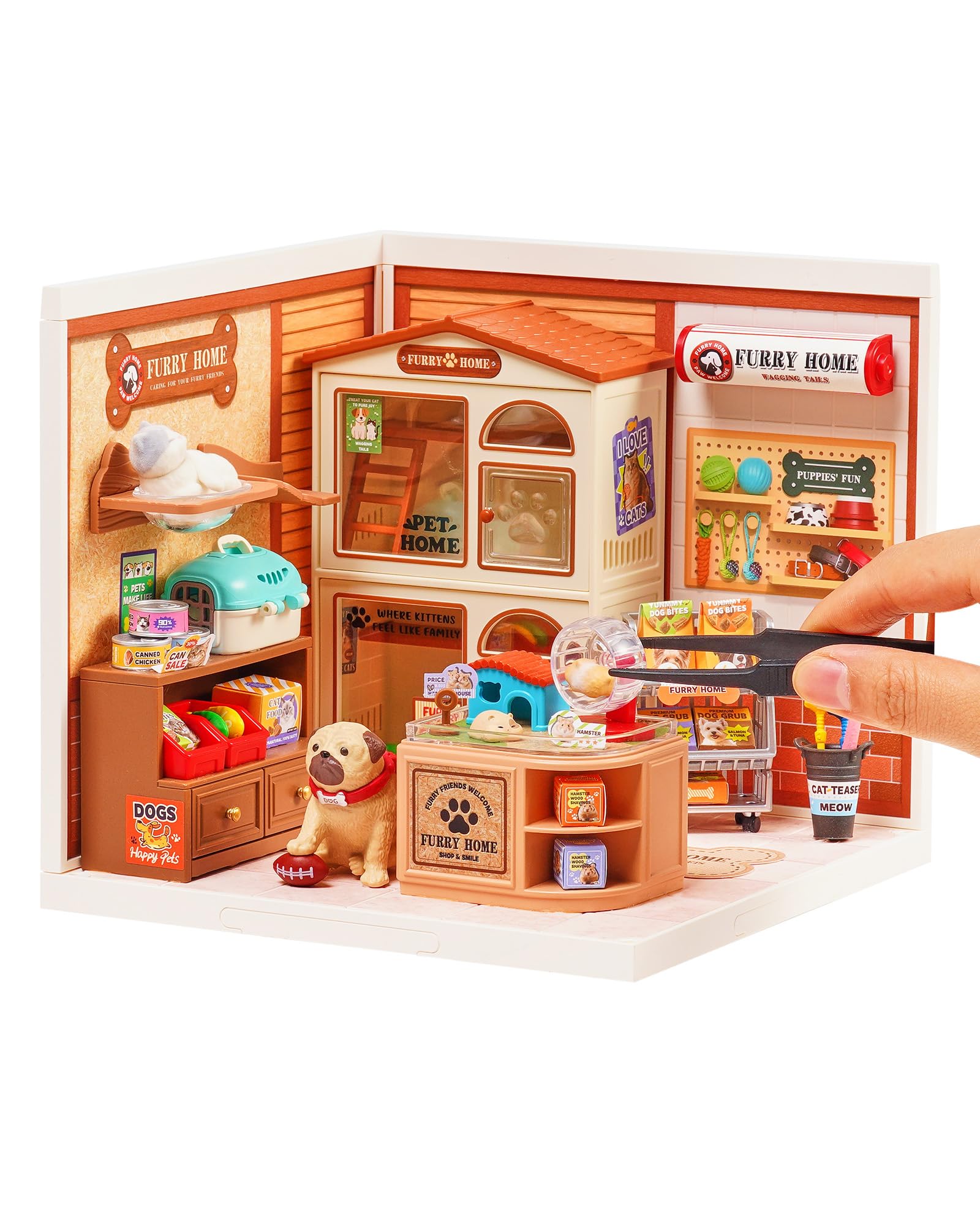 Rolife Super Creator Set, Tiny House Construction Blocks for Little Dolls, DIY Plastic Mini Model Kits Teens Aged 14+, Adult Crafts/Hobbies (Furry Friends’ Home)